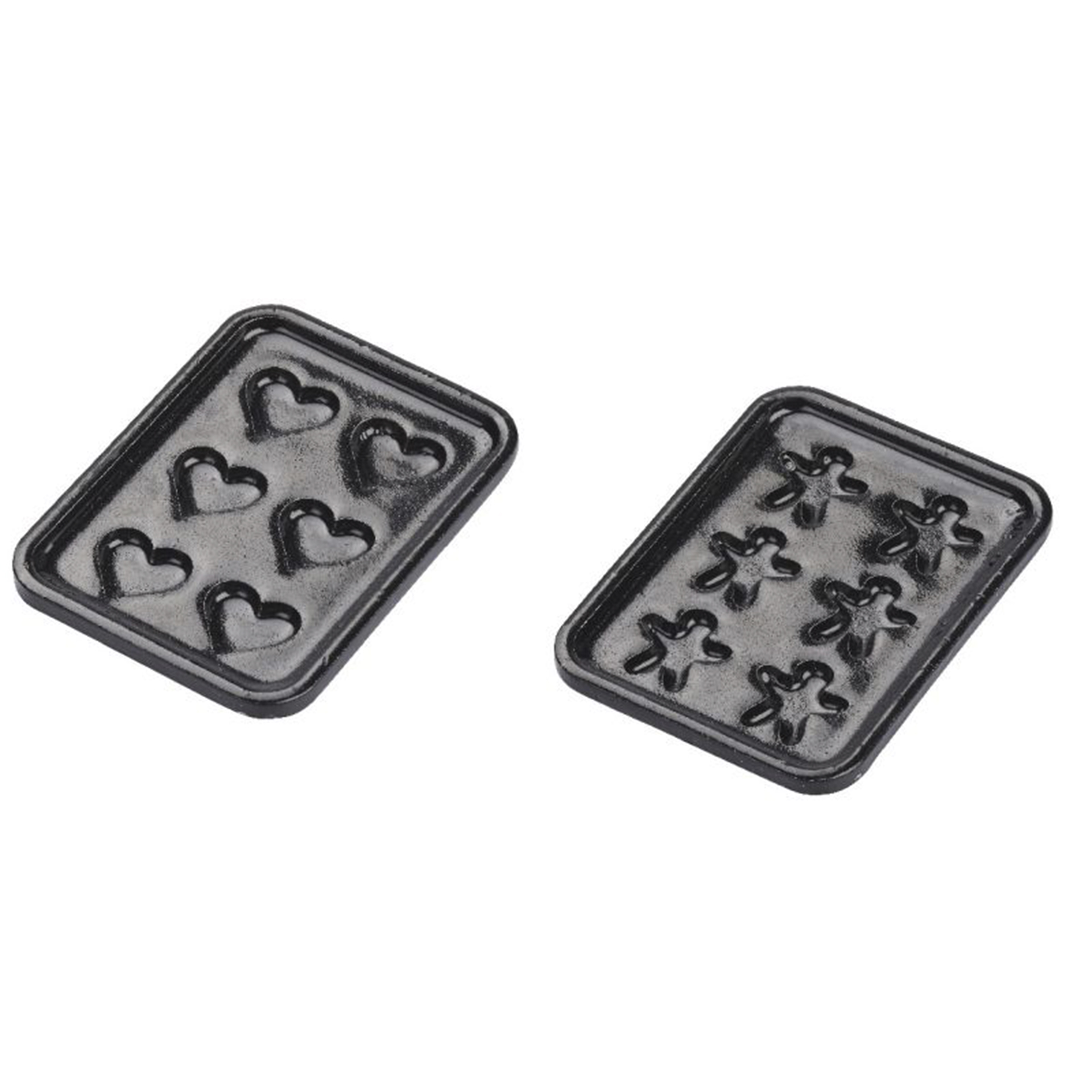 zwei verschiedene, flache Backformen, schwarz