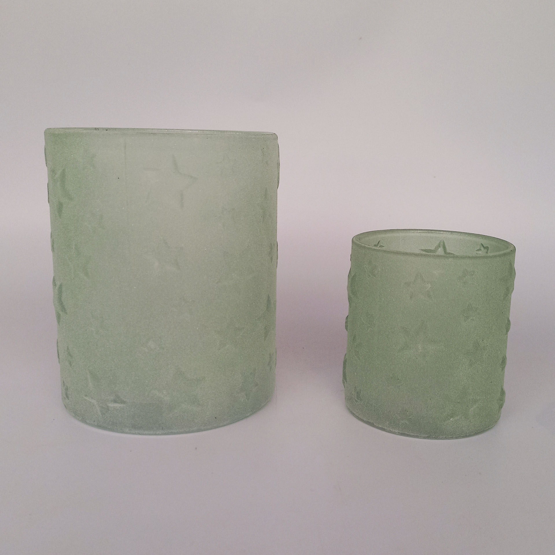 Glas Windlicht Stern Dekor Sand Effekt