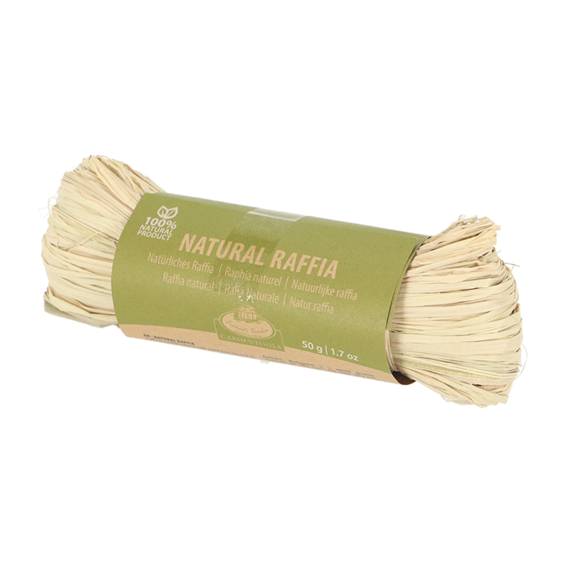 gewickelter Raffiabast mit Papierbanderole