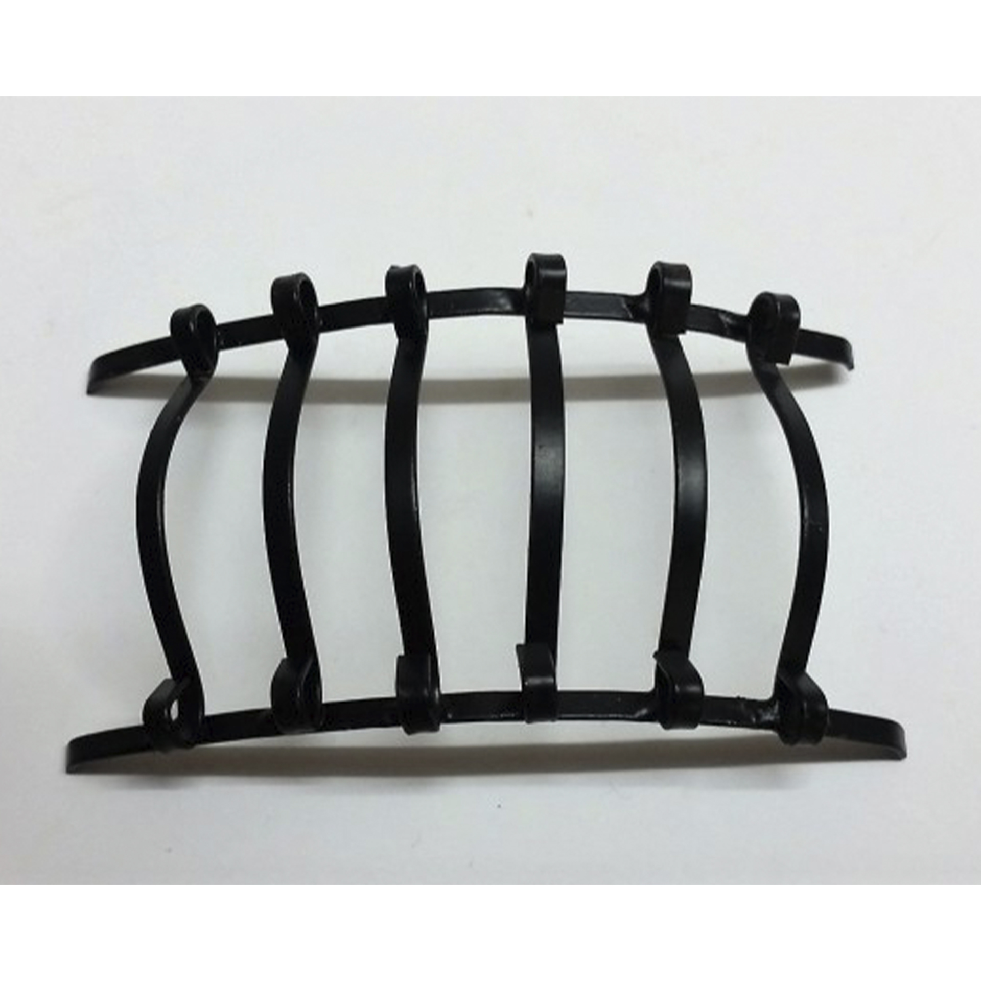 geschwungenes Balkongitter aus Metall, schwarz lackiert