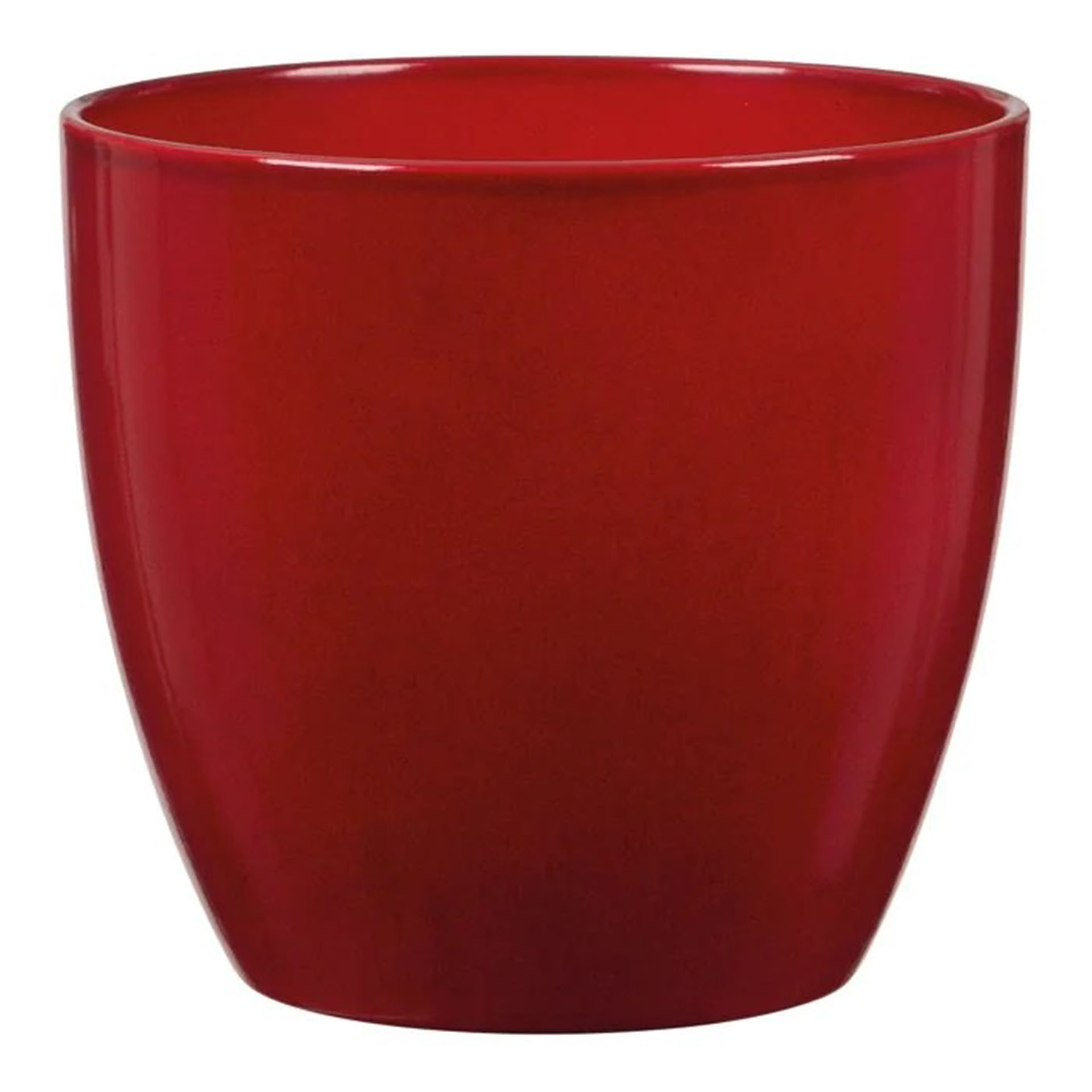 leuchtend roter Übertopf für Pflanzen