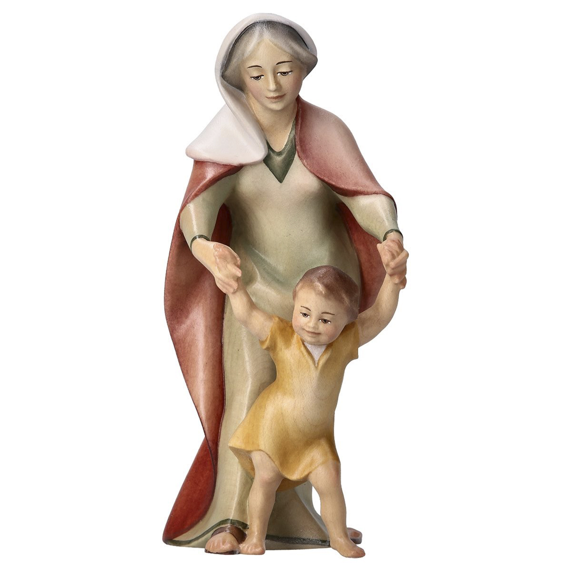 Hirtin mit kleinem Jungen an der Hand coloriert, passend zur Komet Krippe