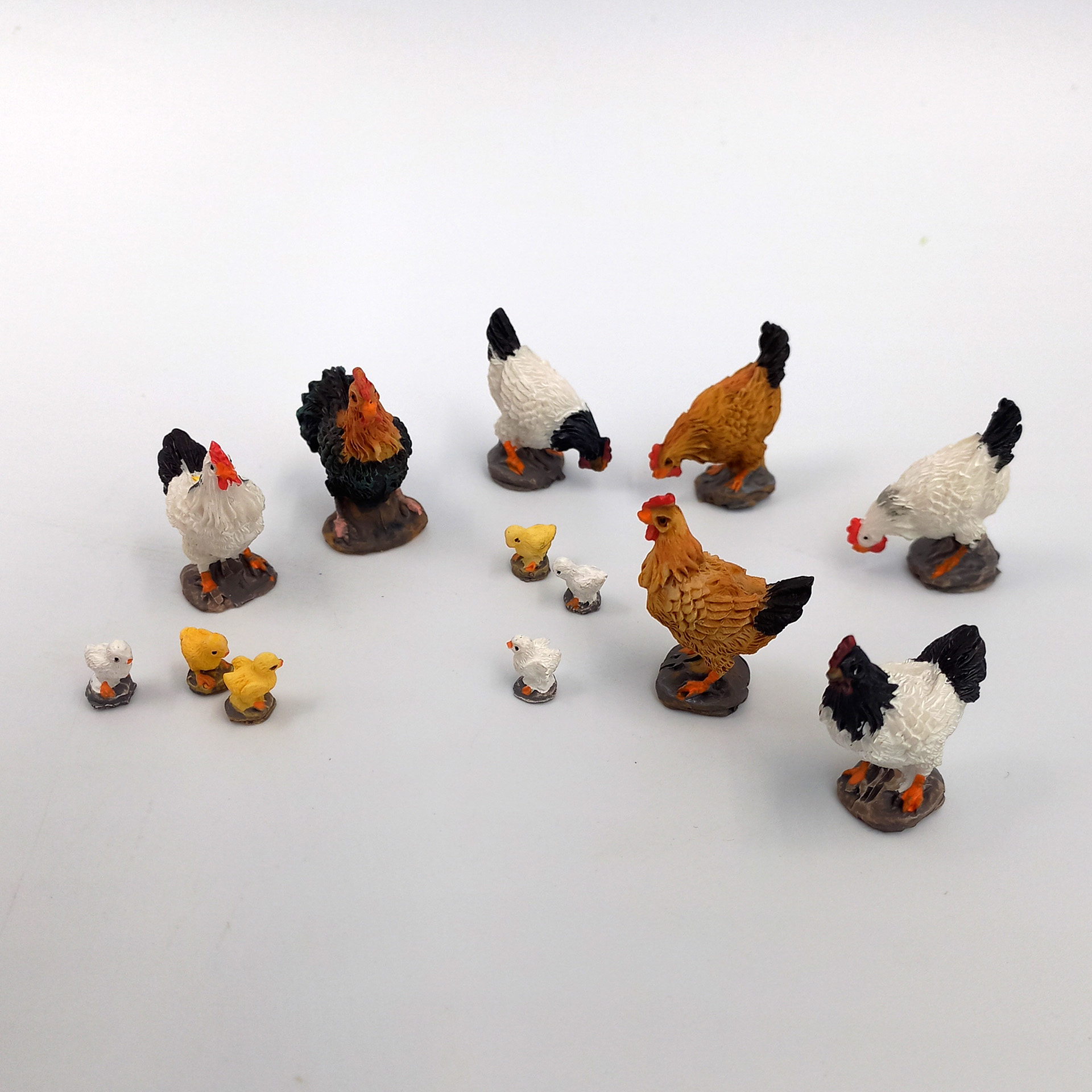 Hühner mit Küken Krippenzubehör Wichtelfiguren