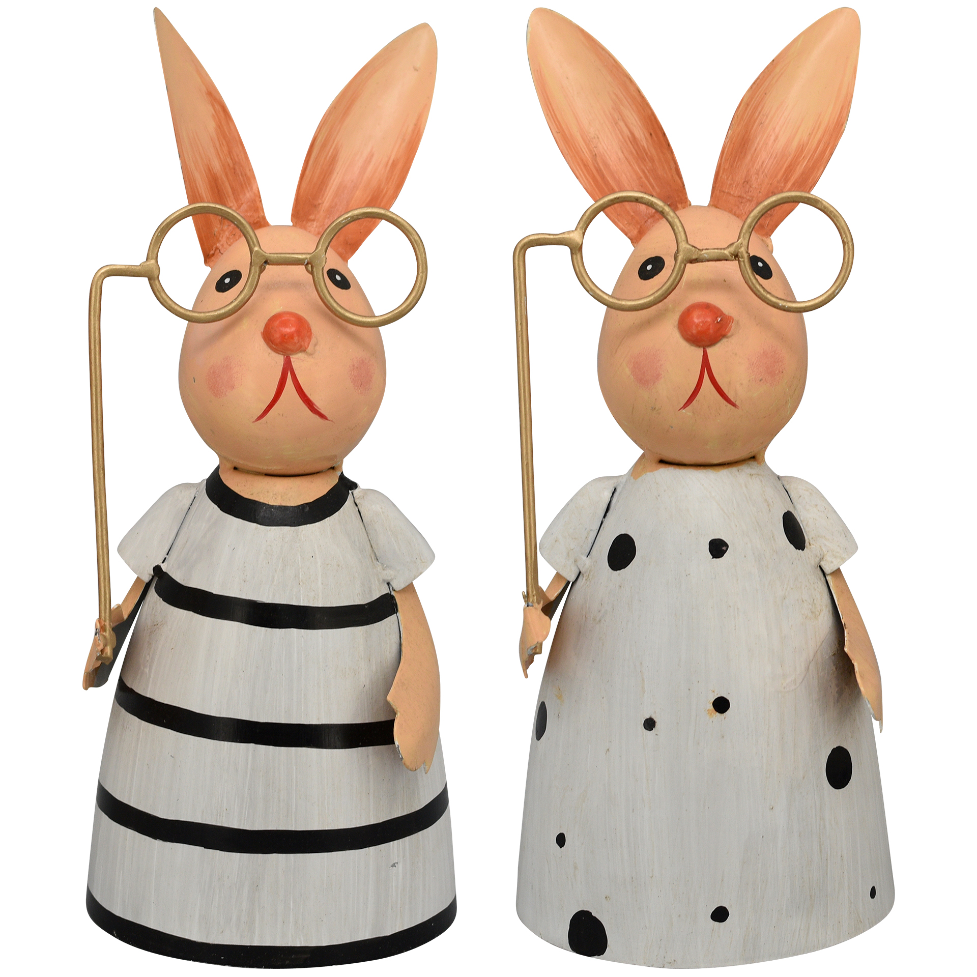 Zaunhocker Hase weiß/schwarz mit Brille Pfostenhocker  Staketenzaun Gartenzaun Gartendeko