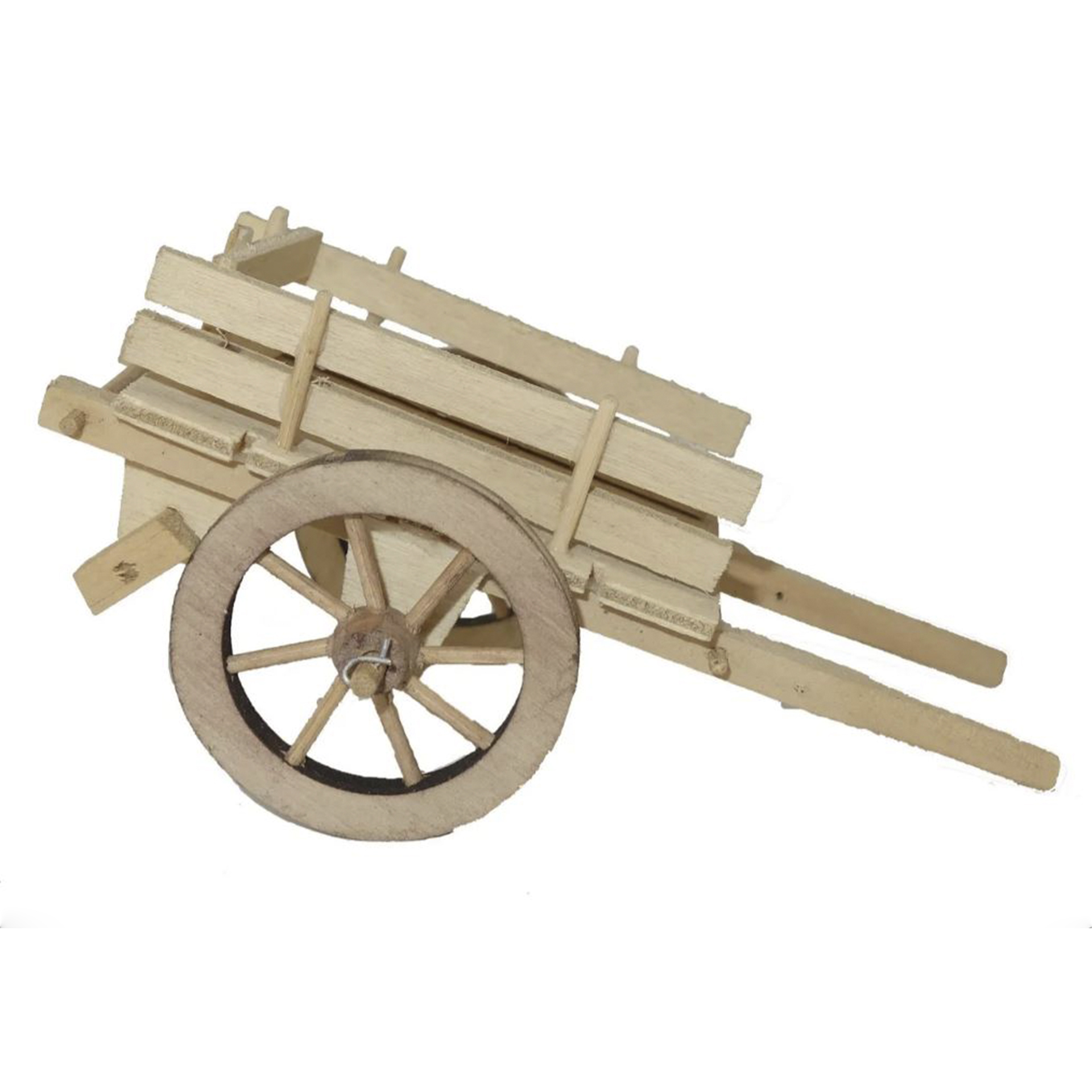 Karren aus hellem Holz mit großen Rädern