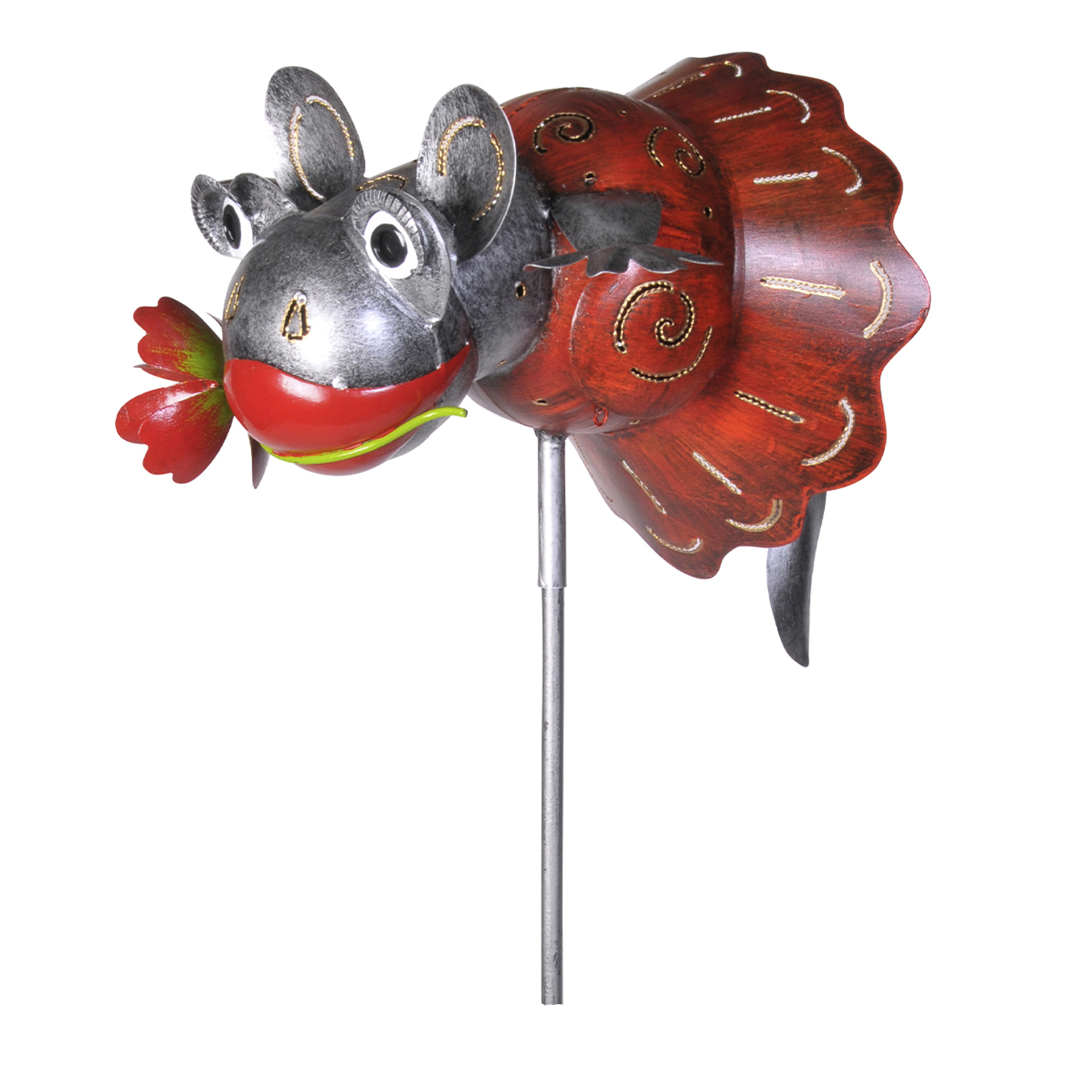 Gartenstecker 'Tina Ballerina' rot-silber