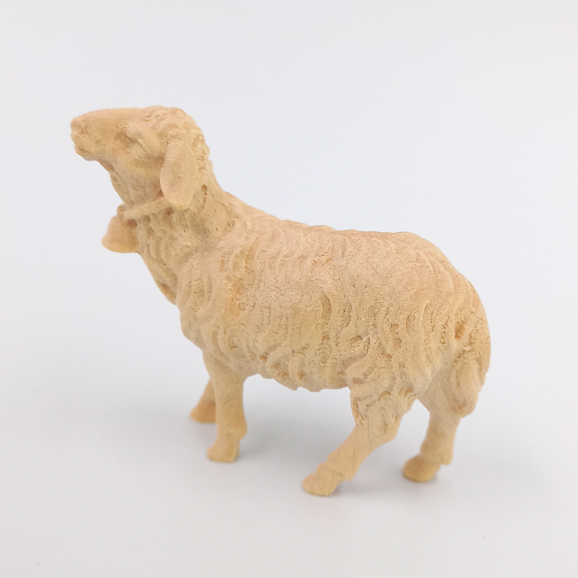 Schaf geradeaus schauend mit Glocke natur Krippenfigur