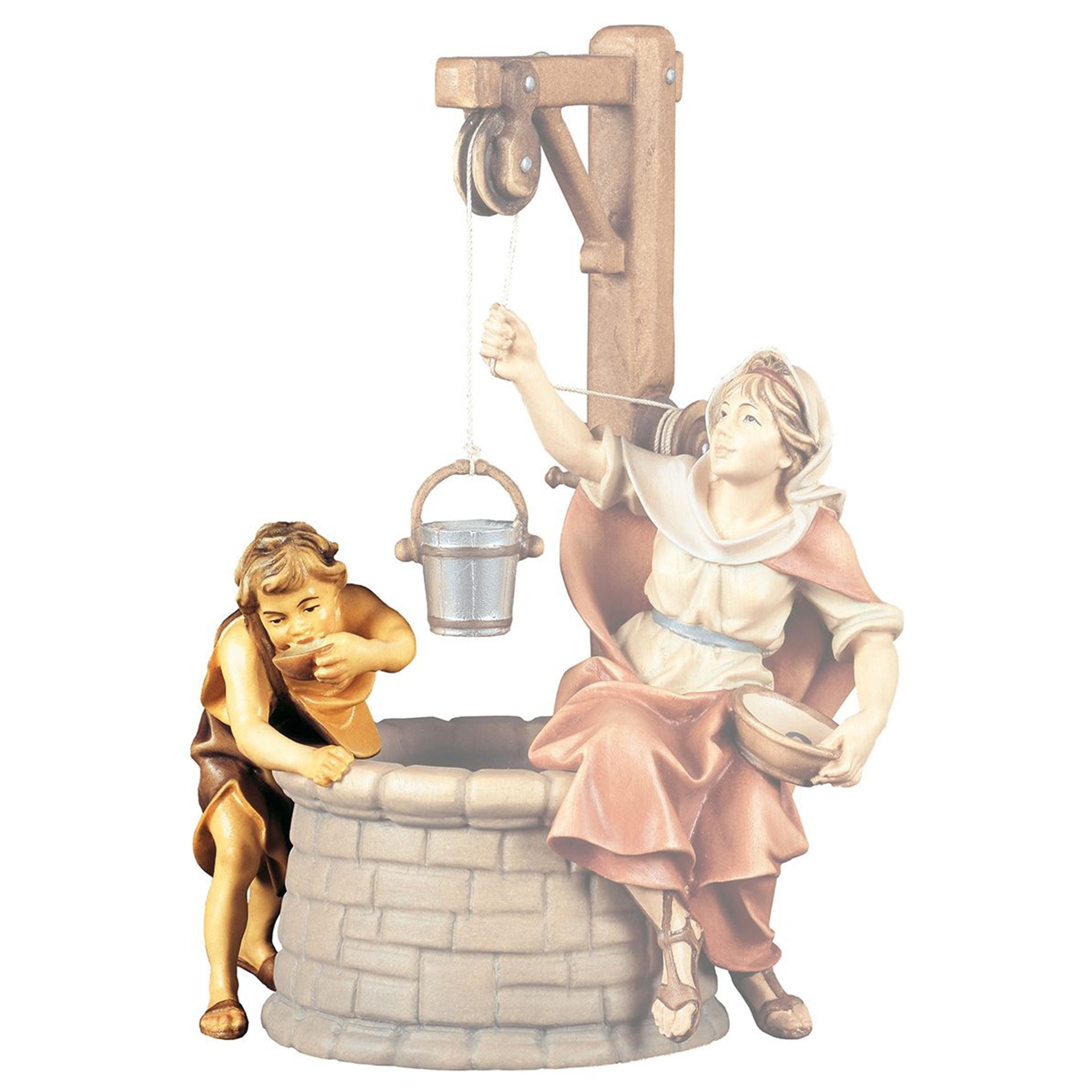Junge am Brunnen Ulrich Krippe col., für 10cm Figuren