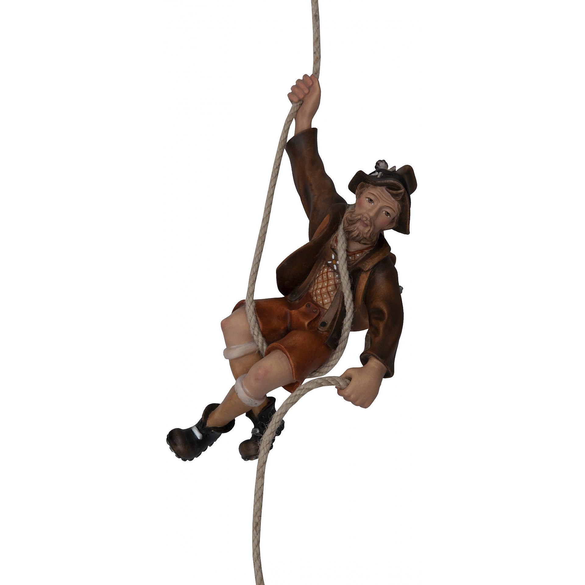 Figur aus Bethlehem Krippe, die sich abseilt