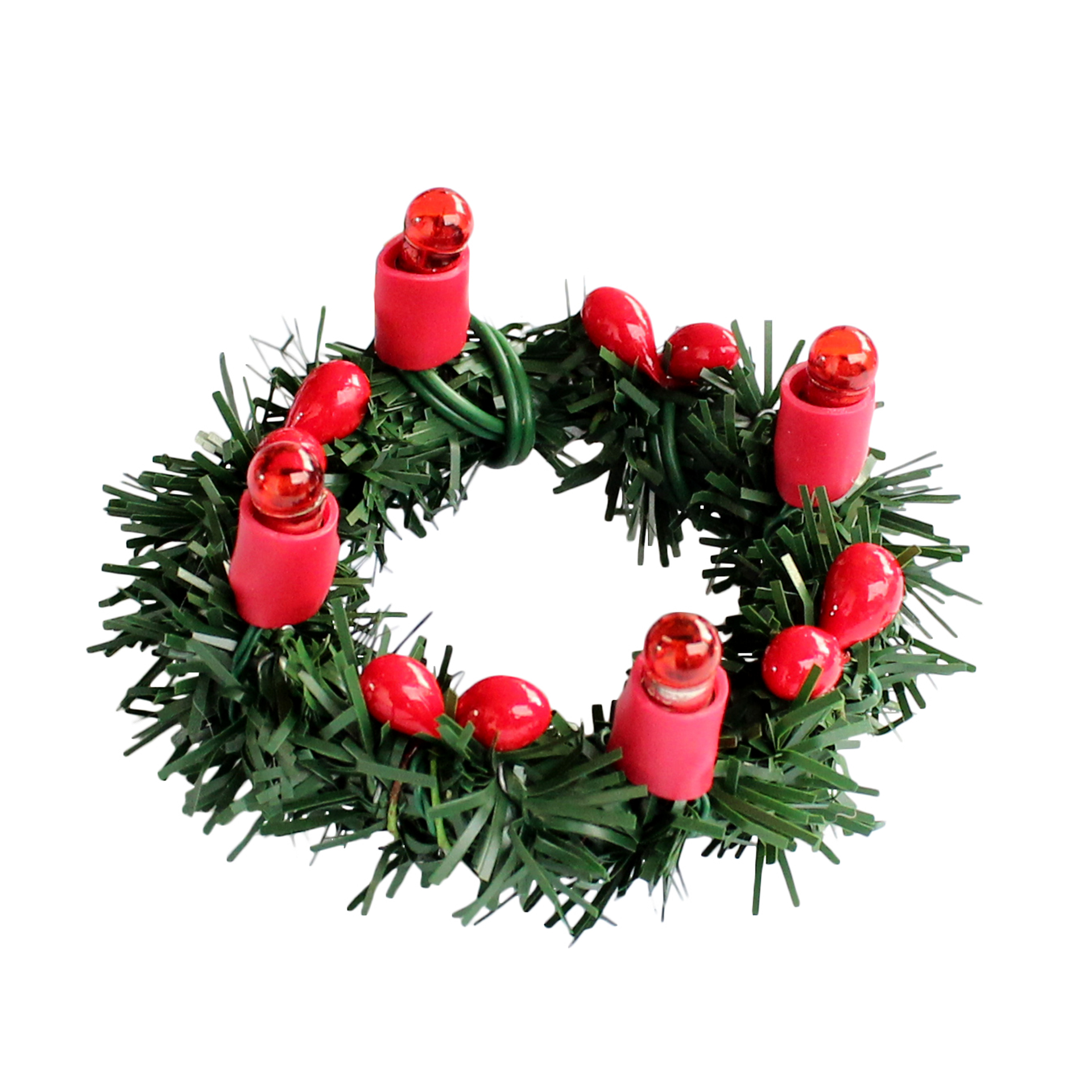 Adventskranz mit Birnchen rot Krippenzubehör Wichtelzubehör