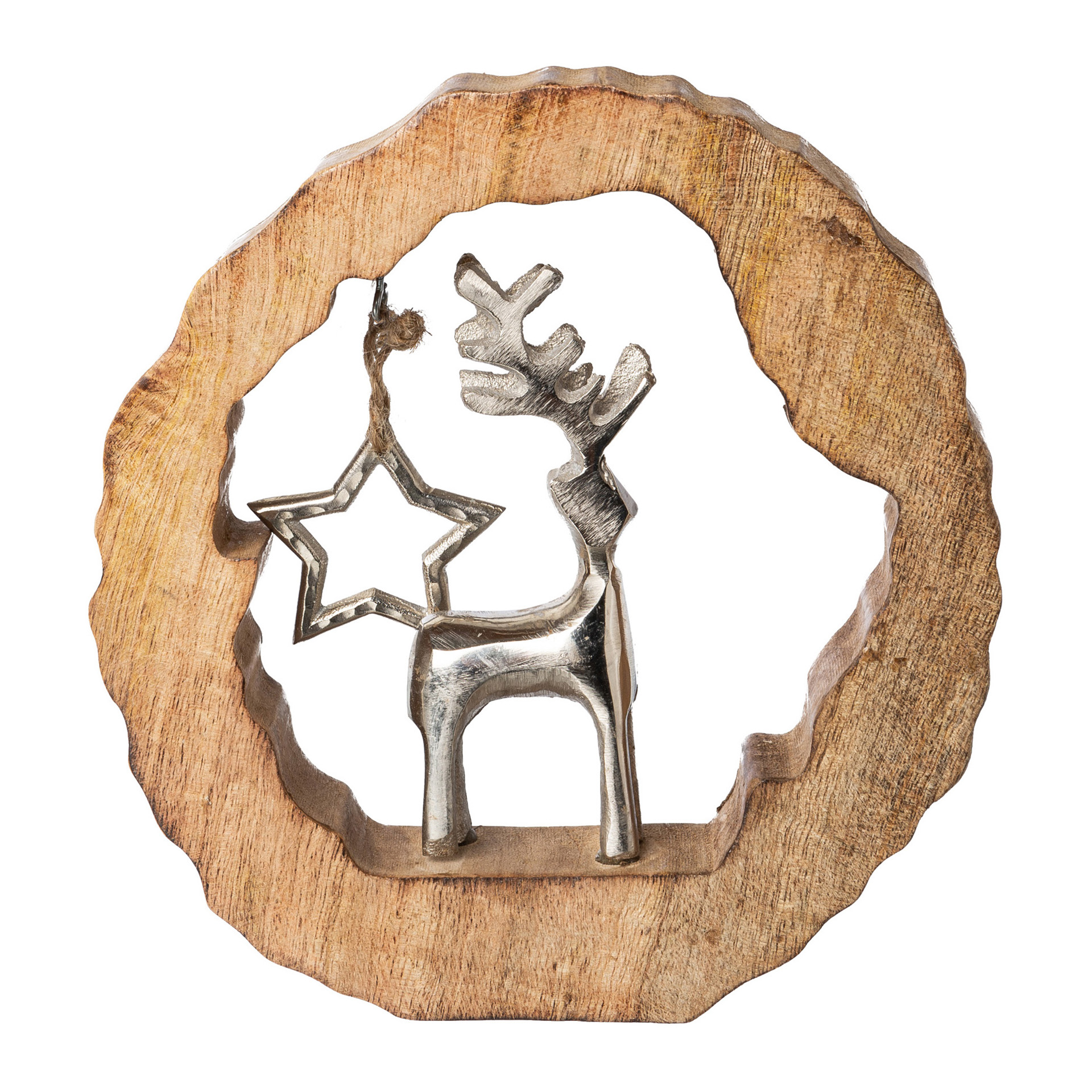 Holzstamm mit Hirsch und Stern 22cm