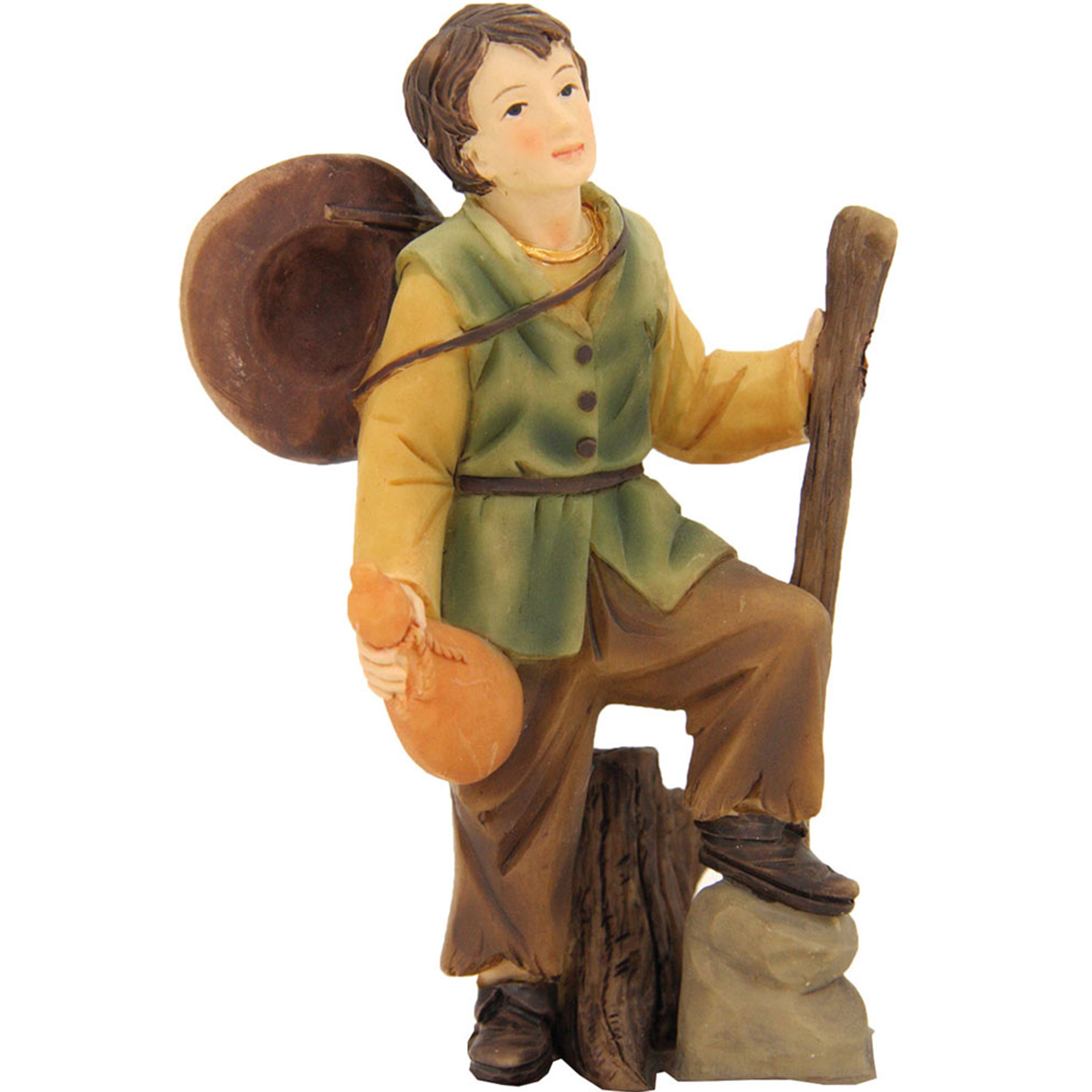 Wanderer mit Stock Krippenfigur
