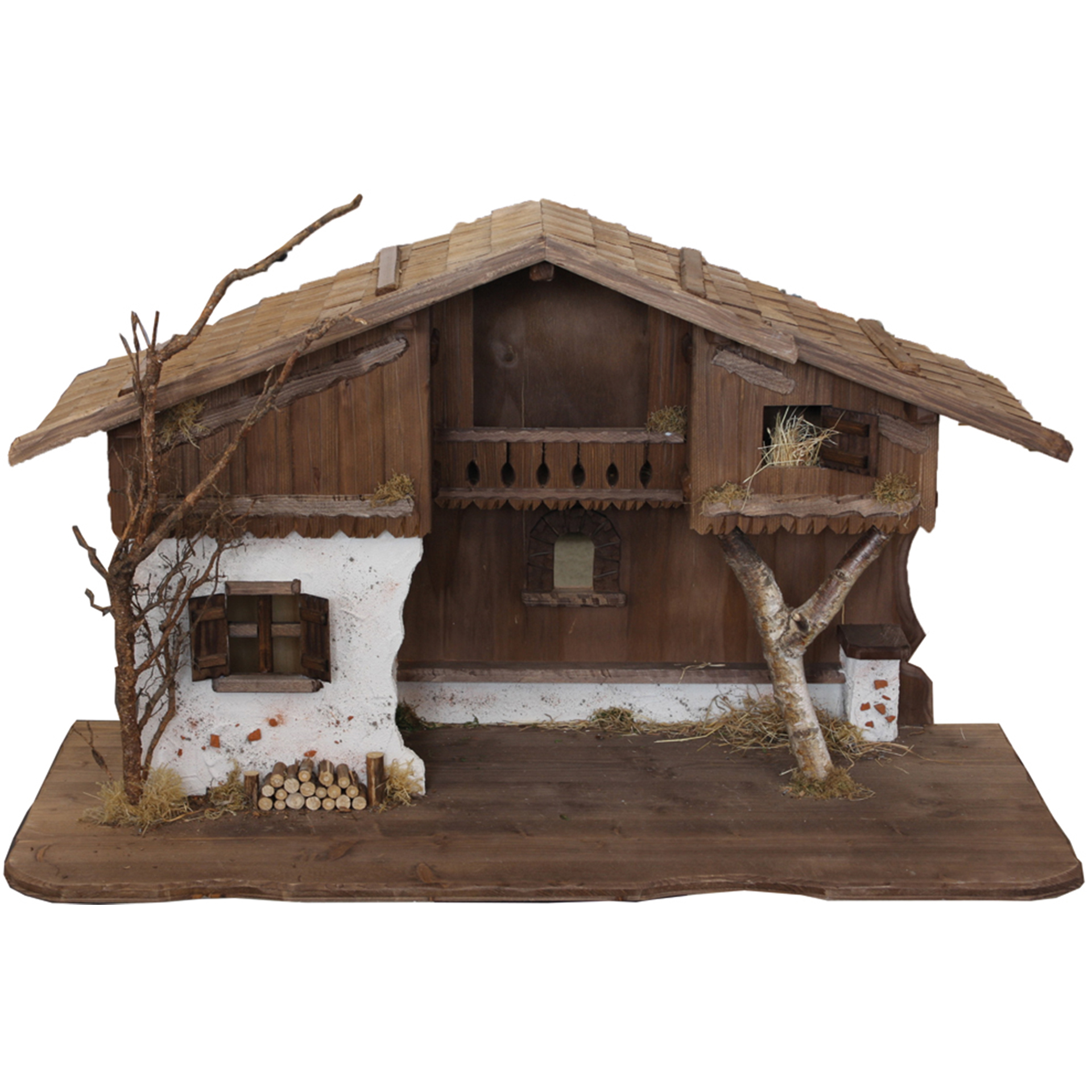 Krippenstall Stall Wallgau antik Weihnachtskrippe für 25-30cm Figuren