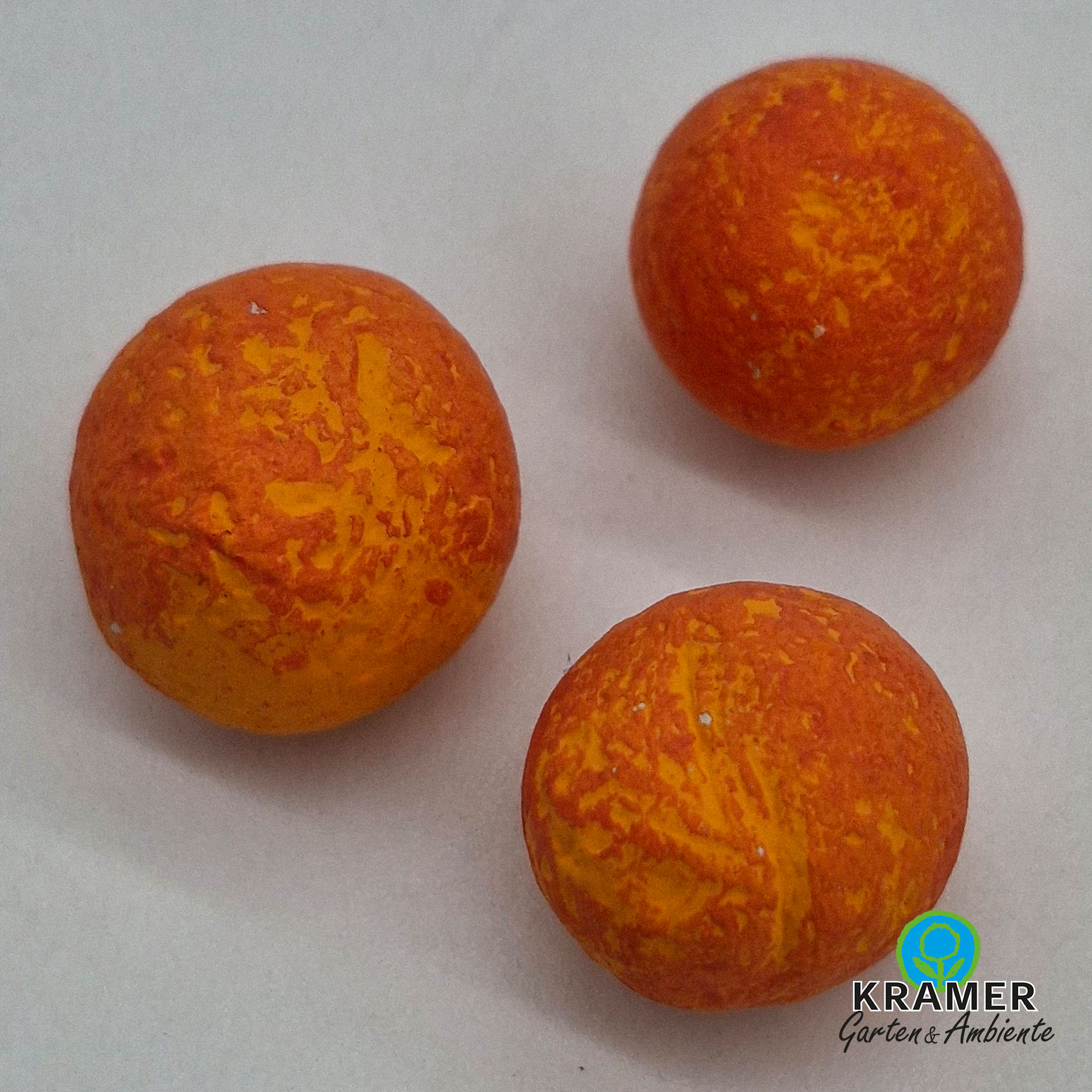 Orange, Apfelsine, orange balls, orange fruit, textured rind, round fruit, Kramer Garten & Ambiente logo