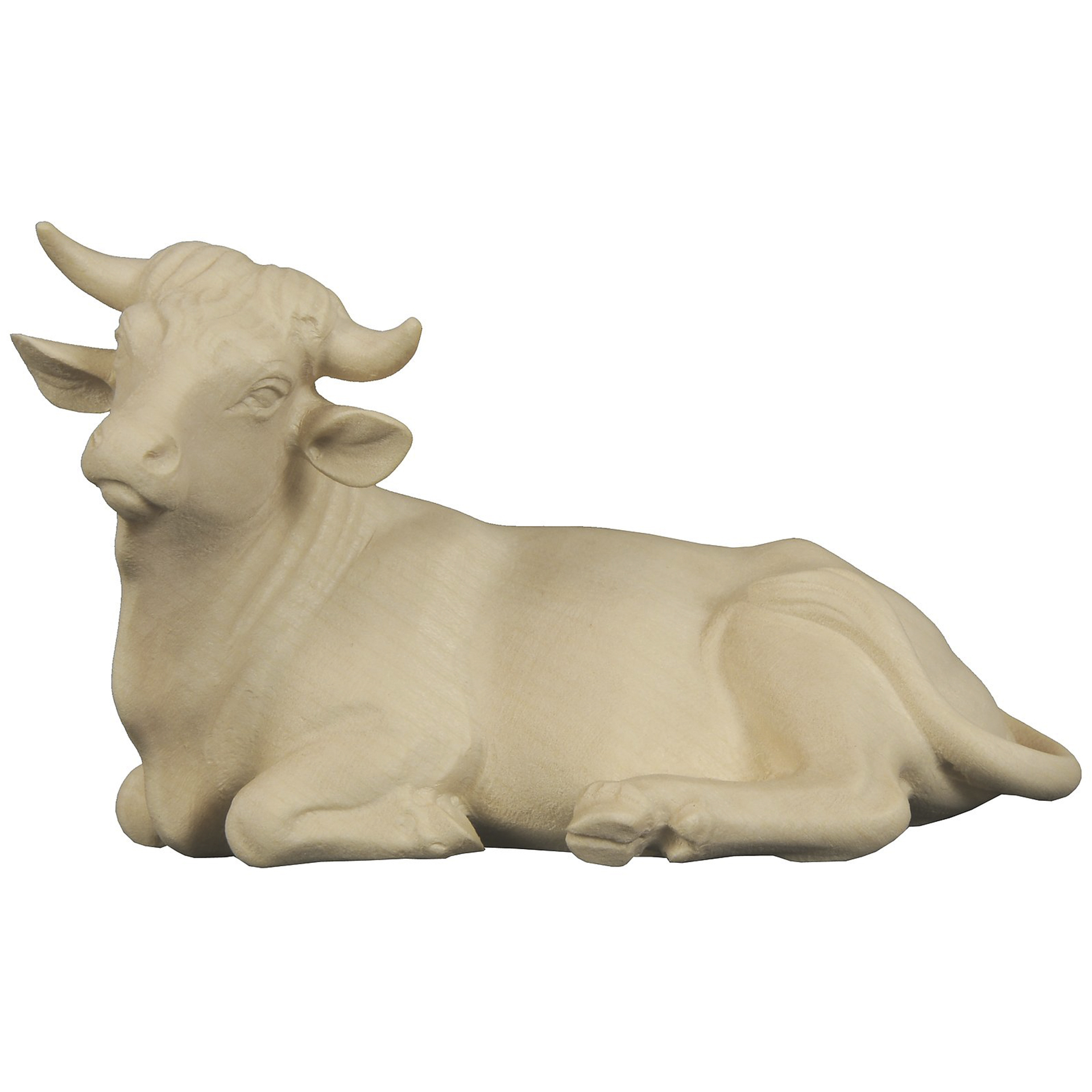 Holzfigur Ochse liegend passend zur Bethlehem Krippe