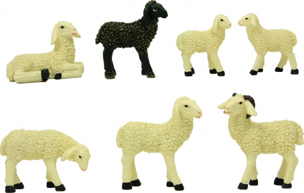 Landschafe mit Widder und Lamm 7-tlg