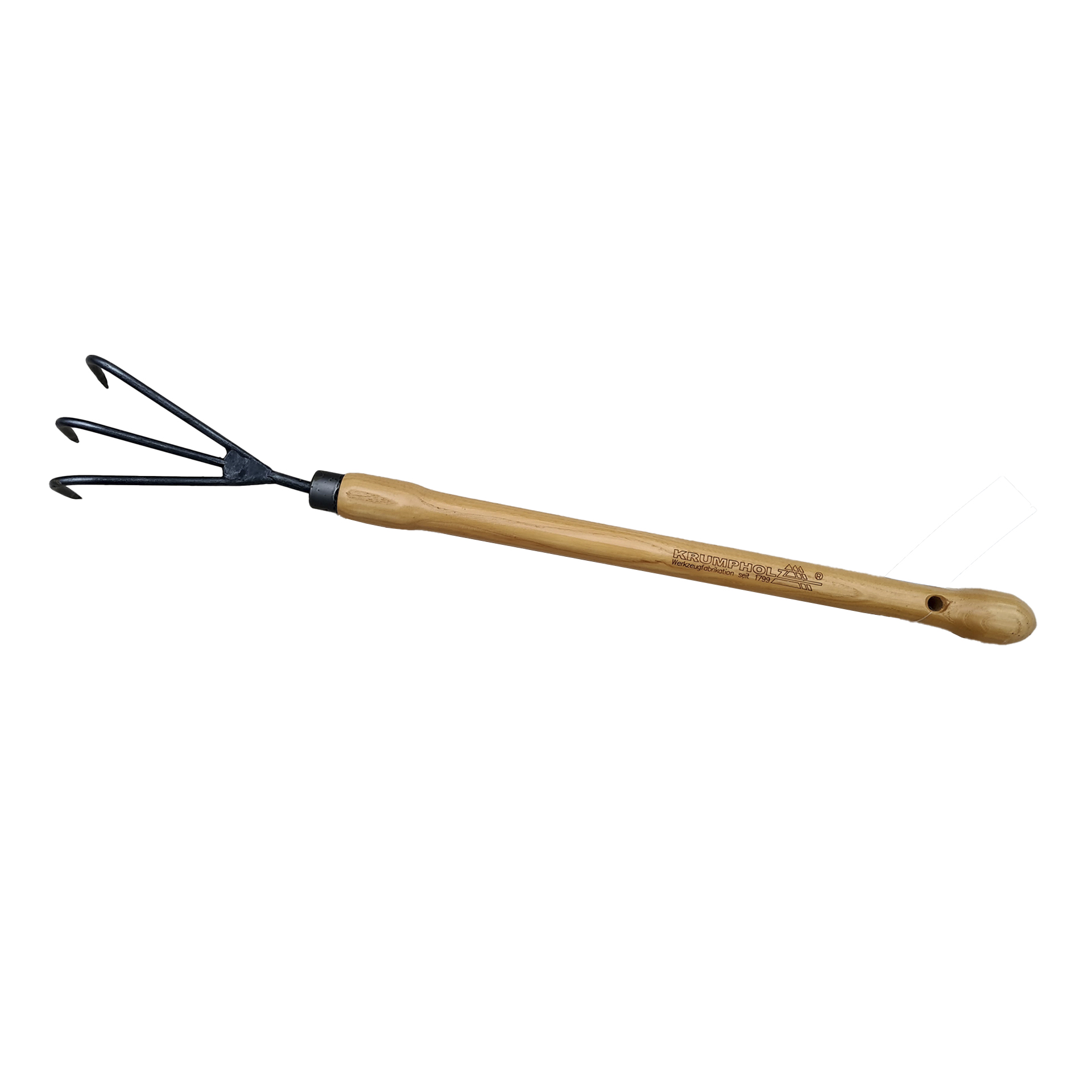 Grubber mit 3 Zinken und Eschen-Knopf-Stiel Krumpholz Gartenwerkzeug