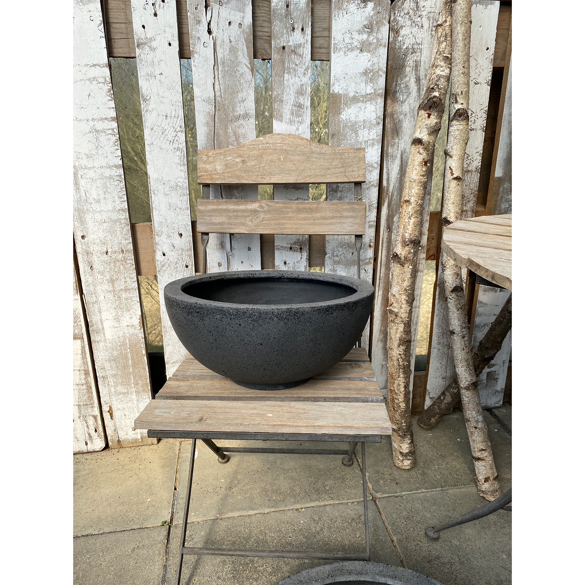 Polystone Pflanzschale Granit, bauchig mit Sockel