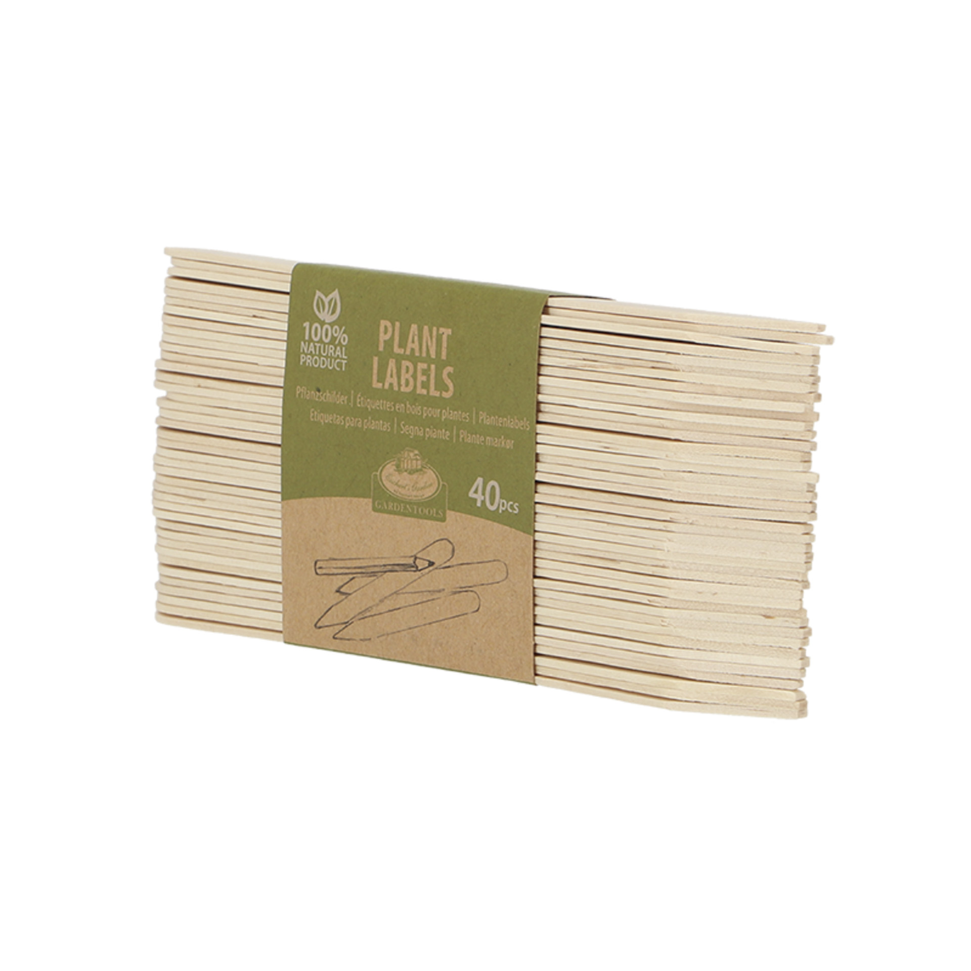 helle Holzstäbe zum Beschriften mit Papierbanderole