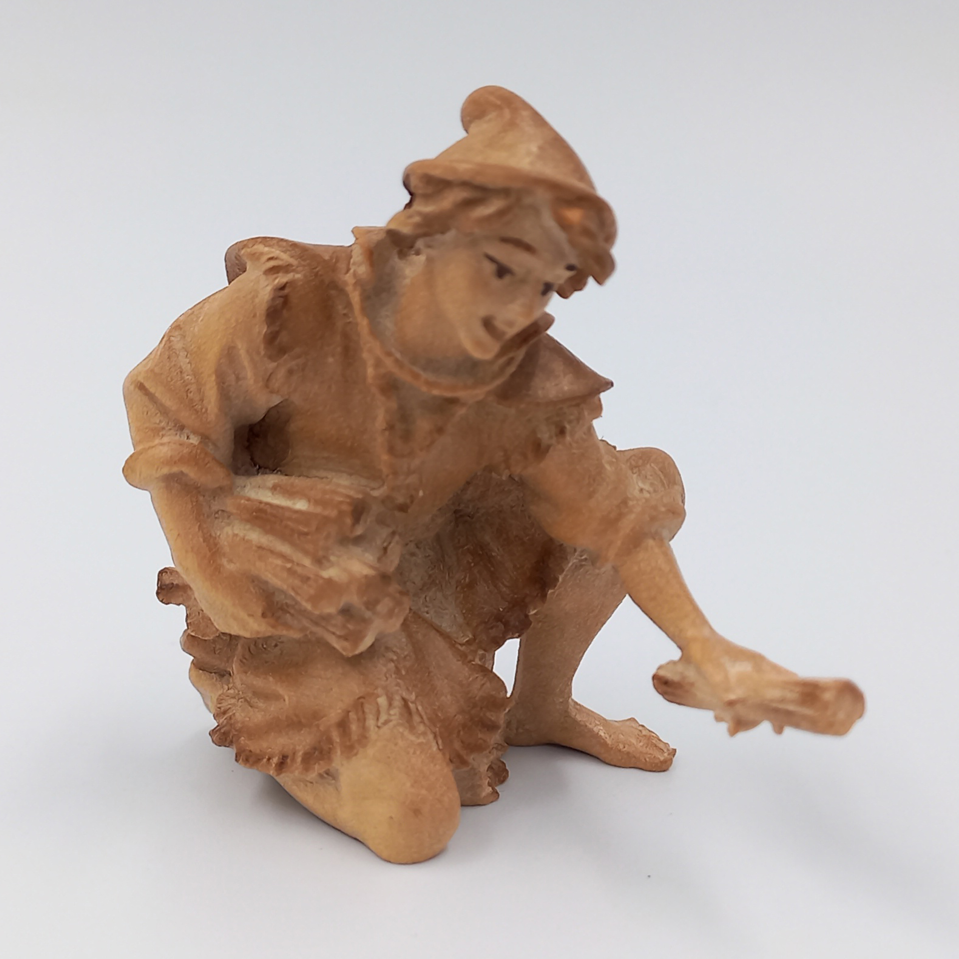 Krippenfigur Hirte kniend mit Holz Ulrich Krippe mfg