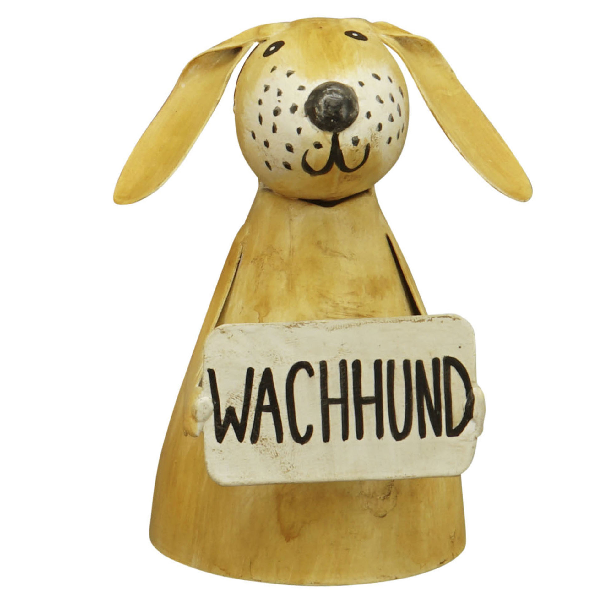 beigefarbener Zaunhocker Wachhund, Hund Figur, Holzfigur, Wachhund, Hundeschmuck, Dekofigur, Hund, Dekorationsfigur, Holzfigur, Gelb, Wachhund