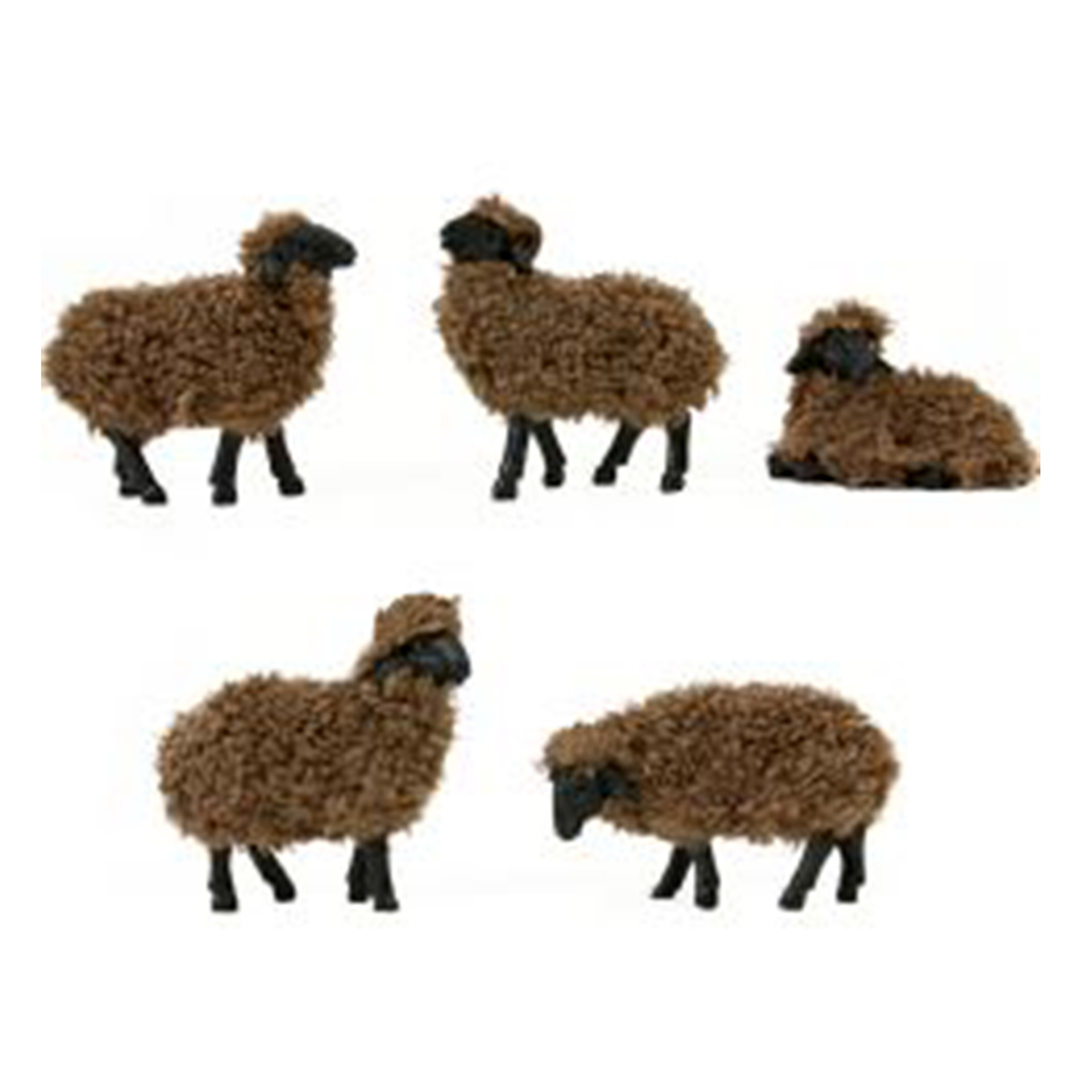 Wollschafe braun 5-tlg. Tierfiguren Krippe