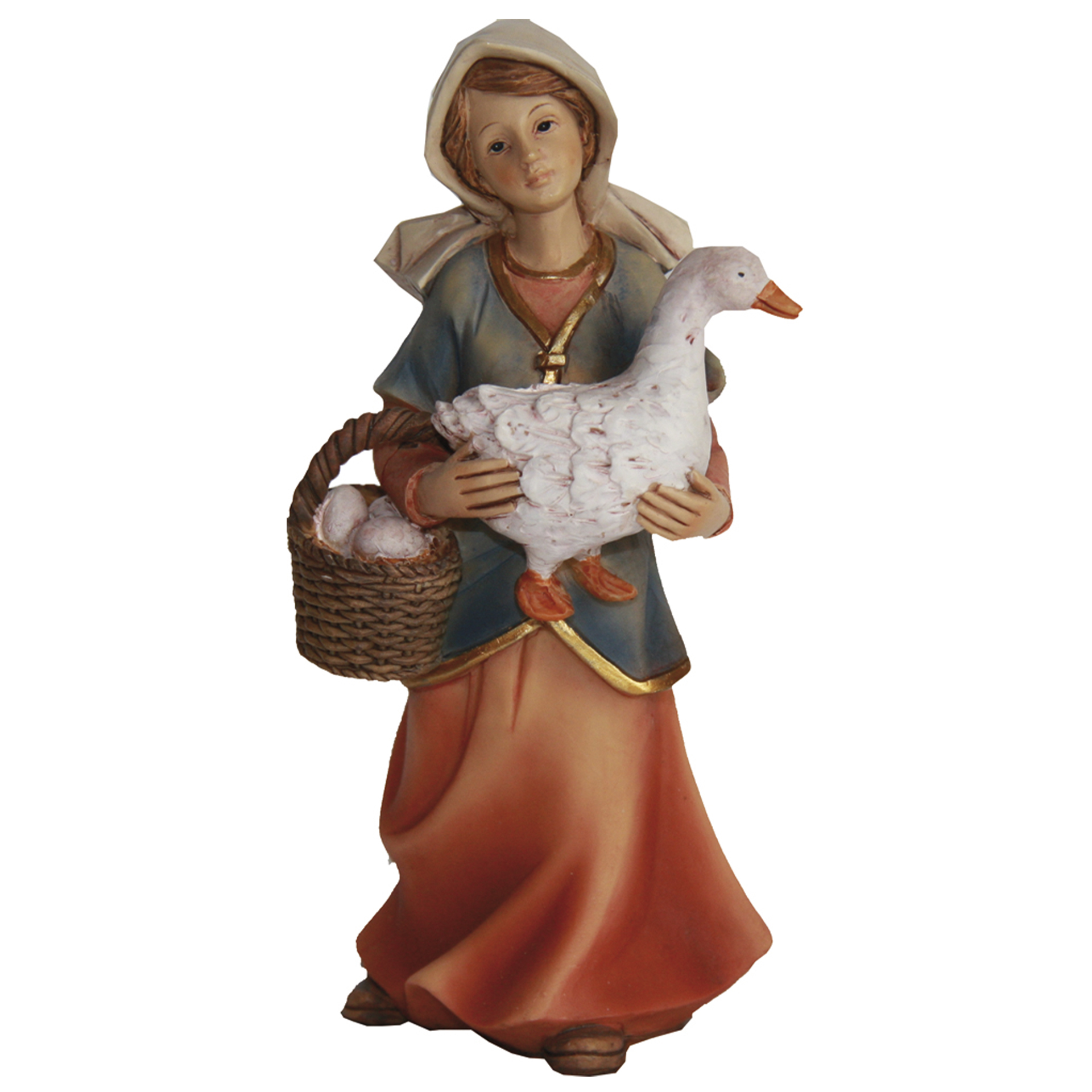 Magd mit Gans und Korb Zusatzfigur Krippe