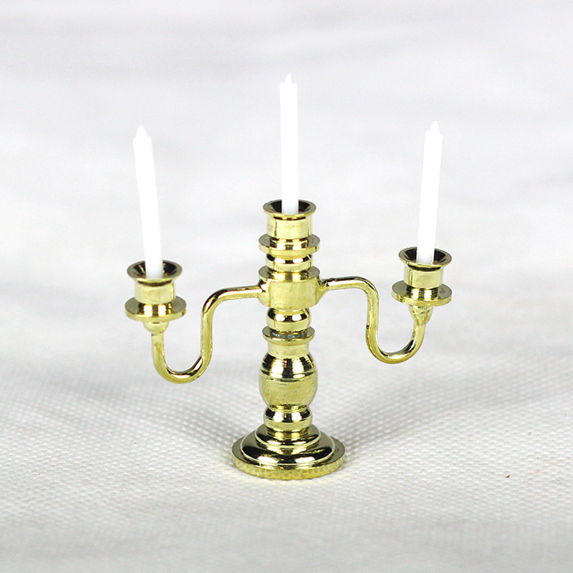 Leuchter 3-fach gold Krippenzubehör Wichtelzubehör
