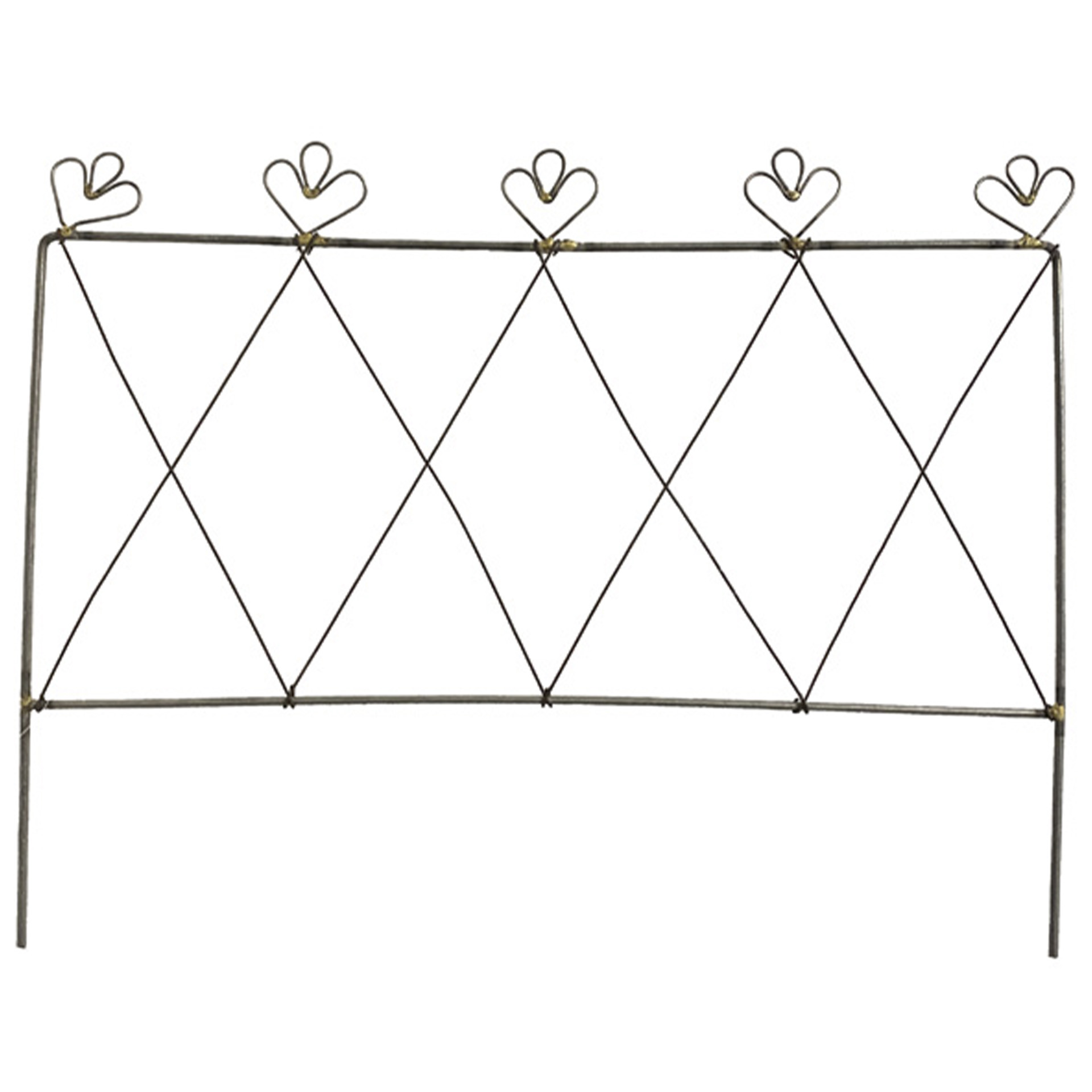 Rankgitter mit gekreuzten Streben und herzförmigen Ornament auf oberer Querstange