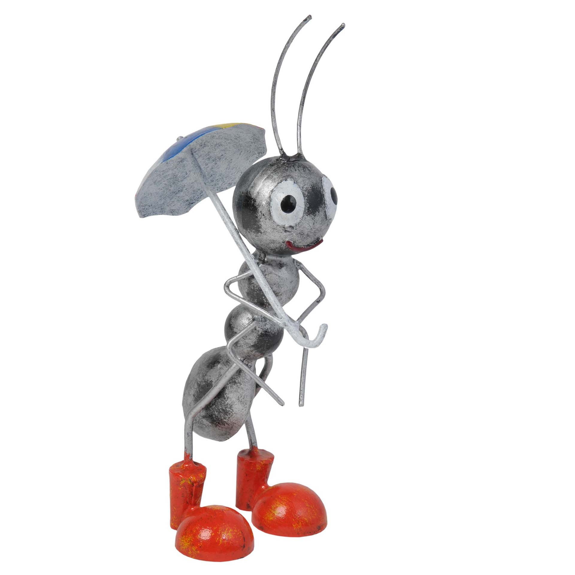 Ameise Regenschirm Metallfigur Gartenfigur Gartendeko