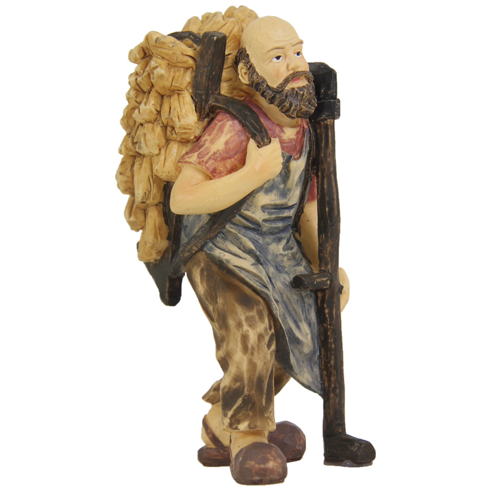 Krippenfigur mit Rückentrage und Sense