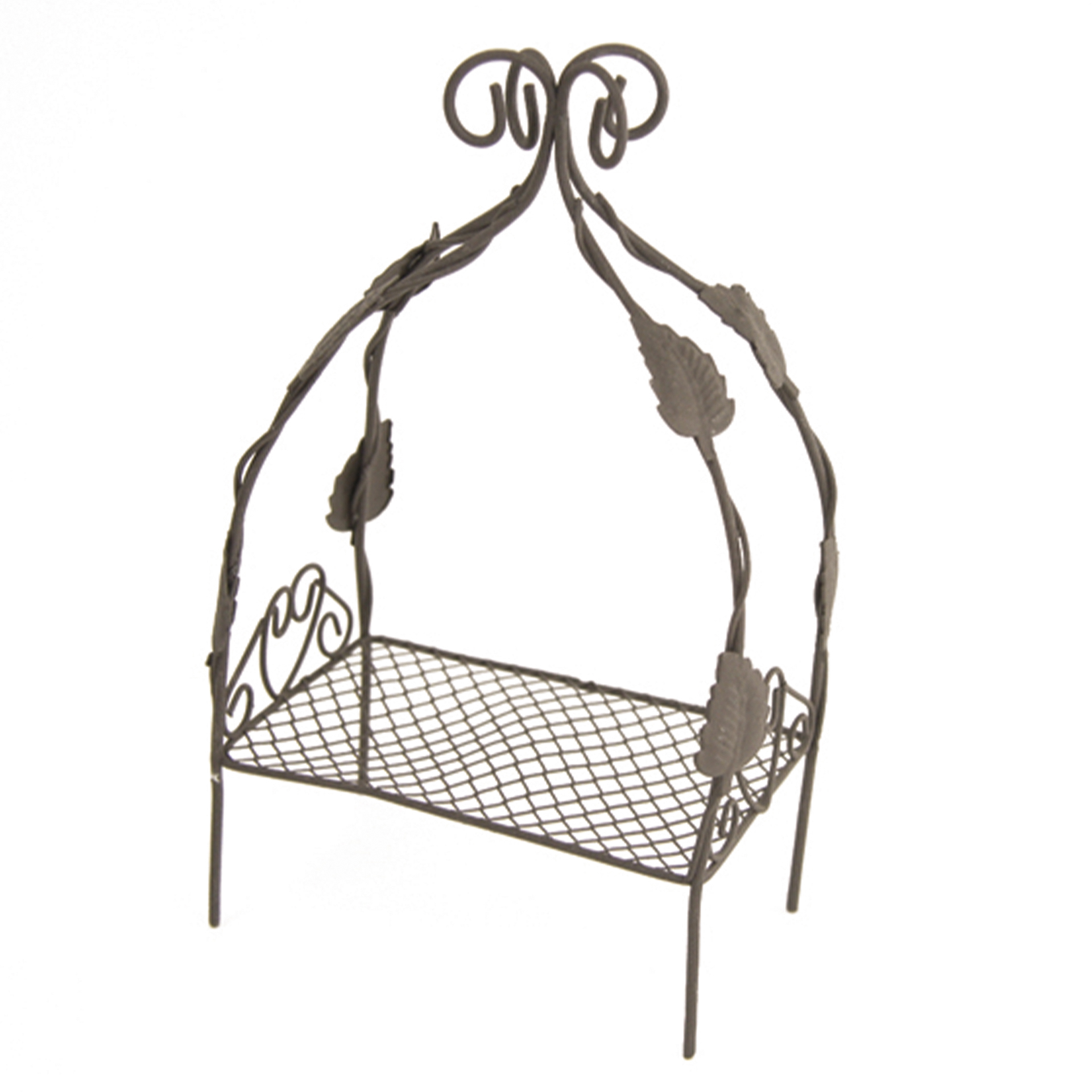 Himmelbett aus Metall mit Blattornamenten