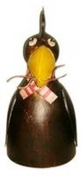 Zaunhocker Rabe schwarz mit Zweig