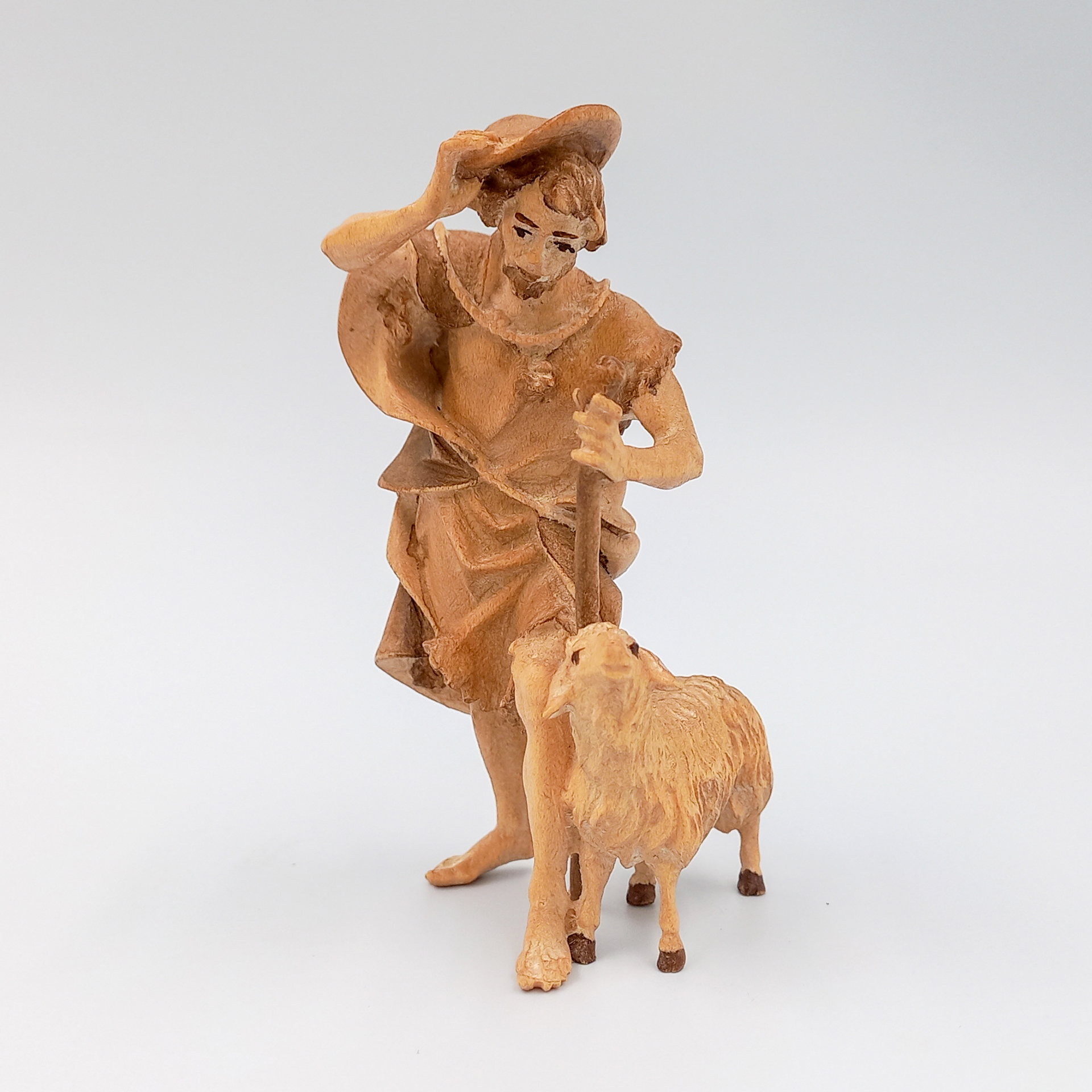 Hirte mit Stab und Lamm mfg Krippenfigur