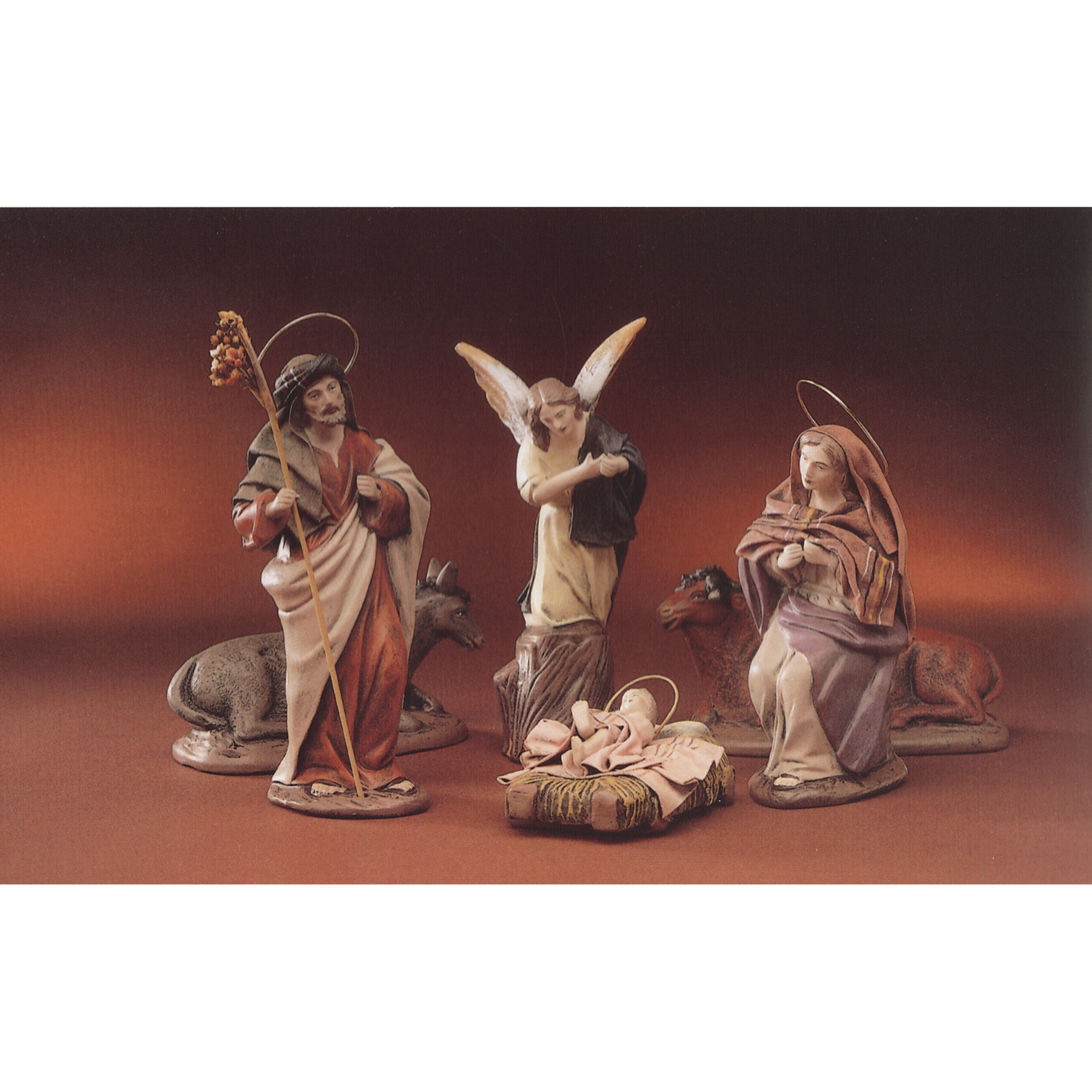 Krippenfigur Hl. Familie 1 aus Ton, 6-tlg.