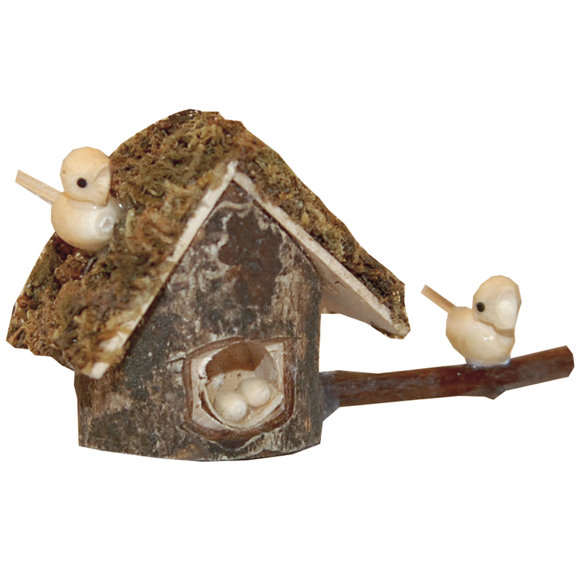 Krippenzubehör und Wichtelzubehör Vogelhaus mit Vögeln