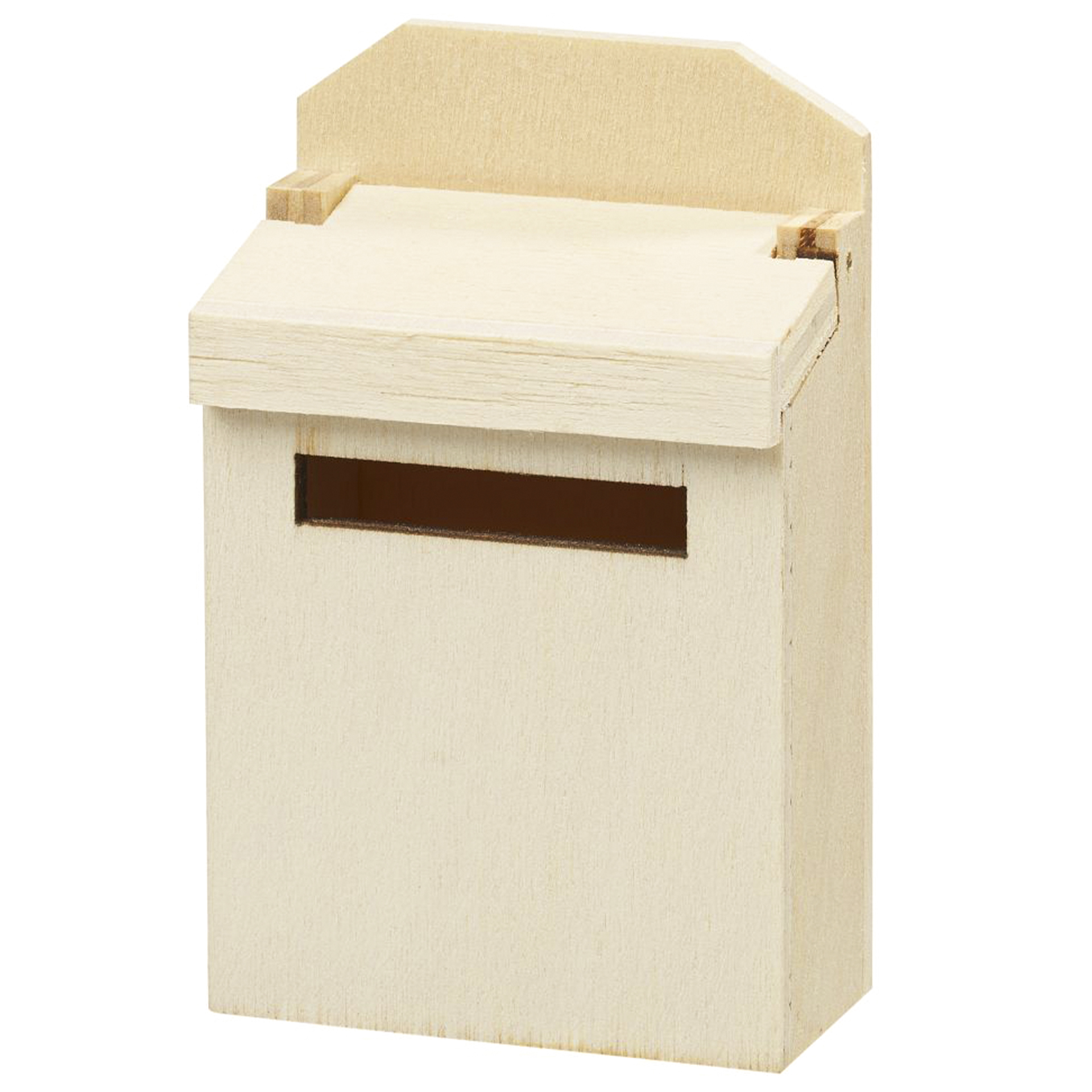 naturfarbener Holzbriefkasten mit Schlitz und Deckel