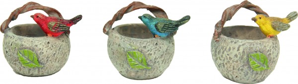 Vogel auf Korb 3tlg