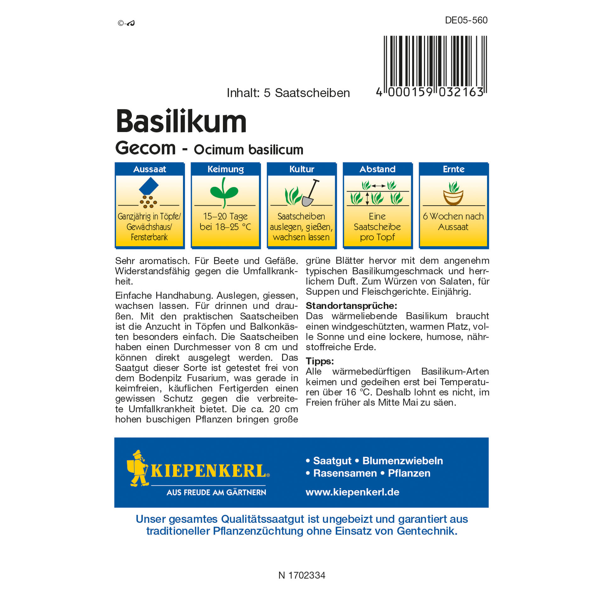 Basilikum Gecom Saatscheiben