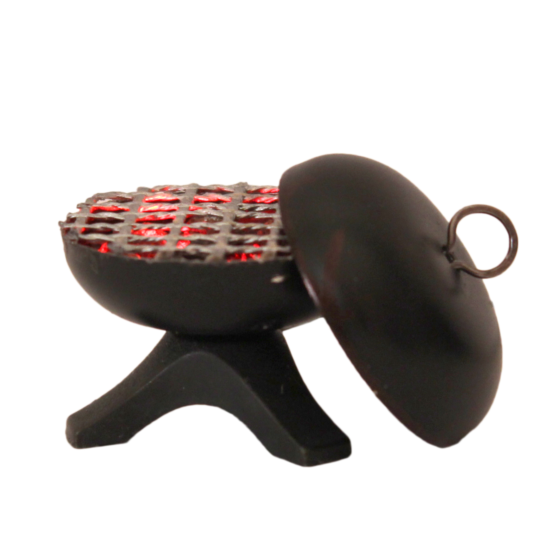 Grill mit Flacker LED rot Krippenzubehör Wichtelzubehör