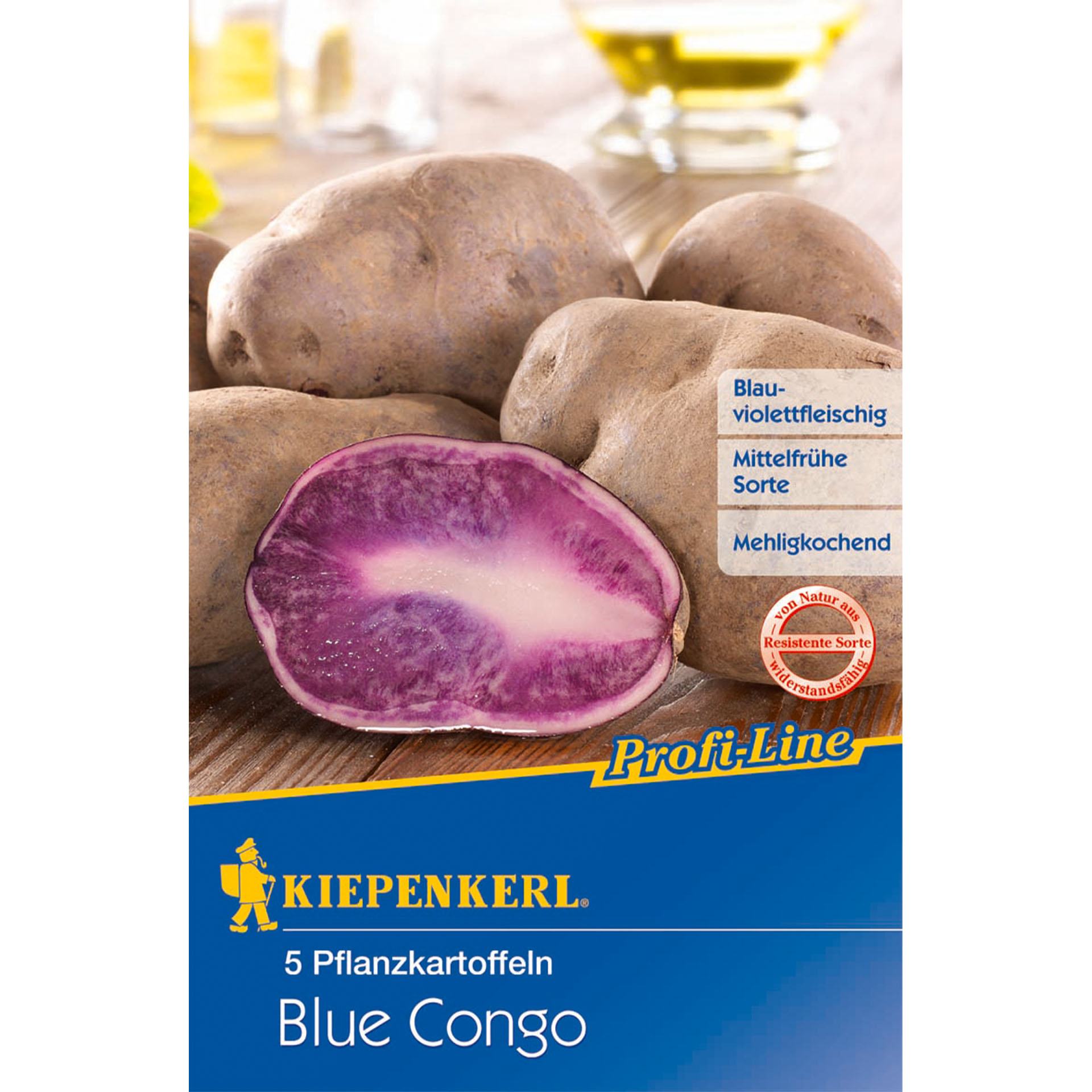 Saatkartoffeln Blaue St. Galler  im Beutel mit Pappdeckel, Essen, Produzieren