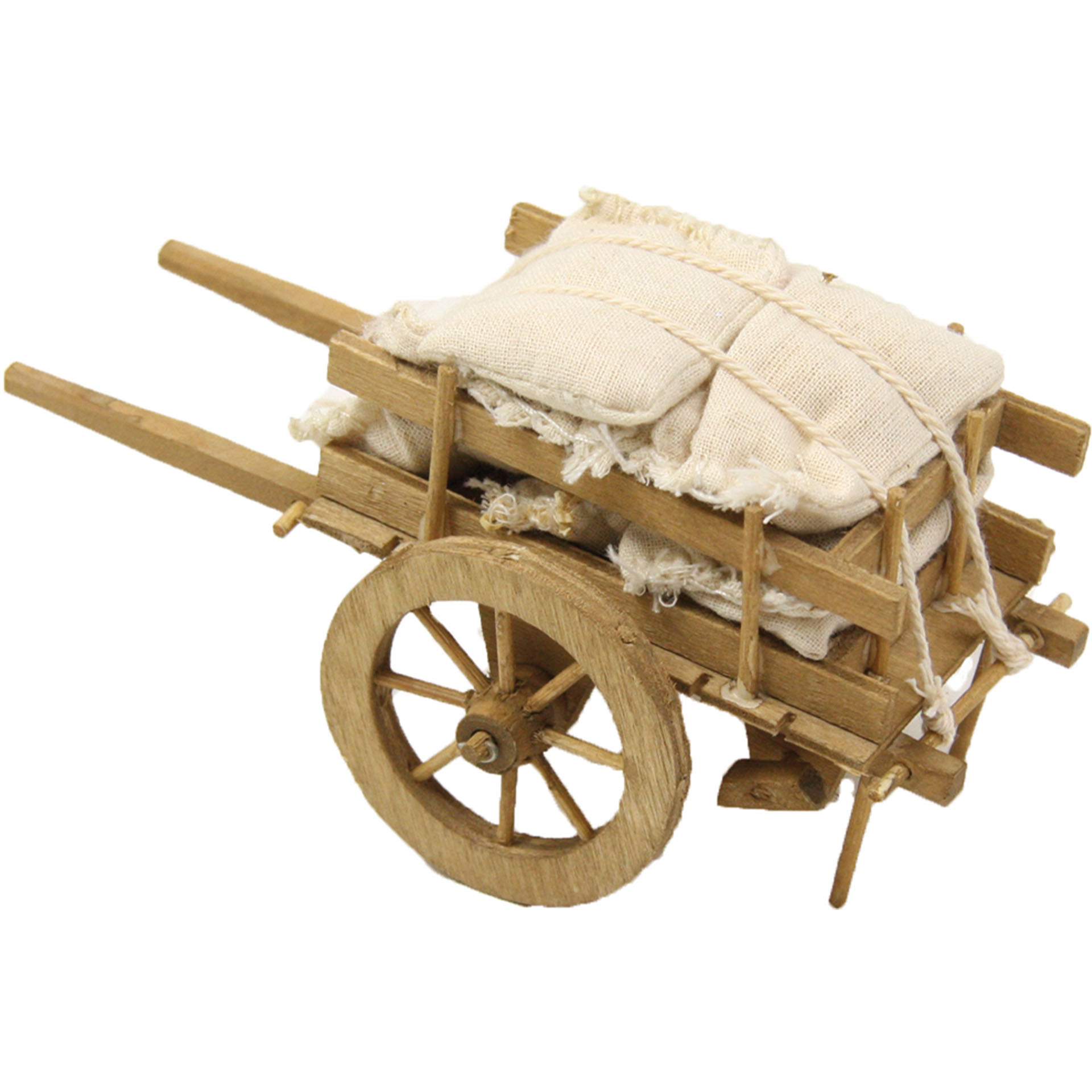 Leiterwagen mit Mehlsäcken, Länge 16cm