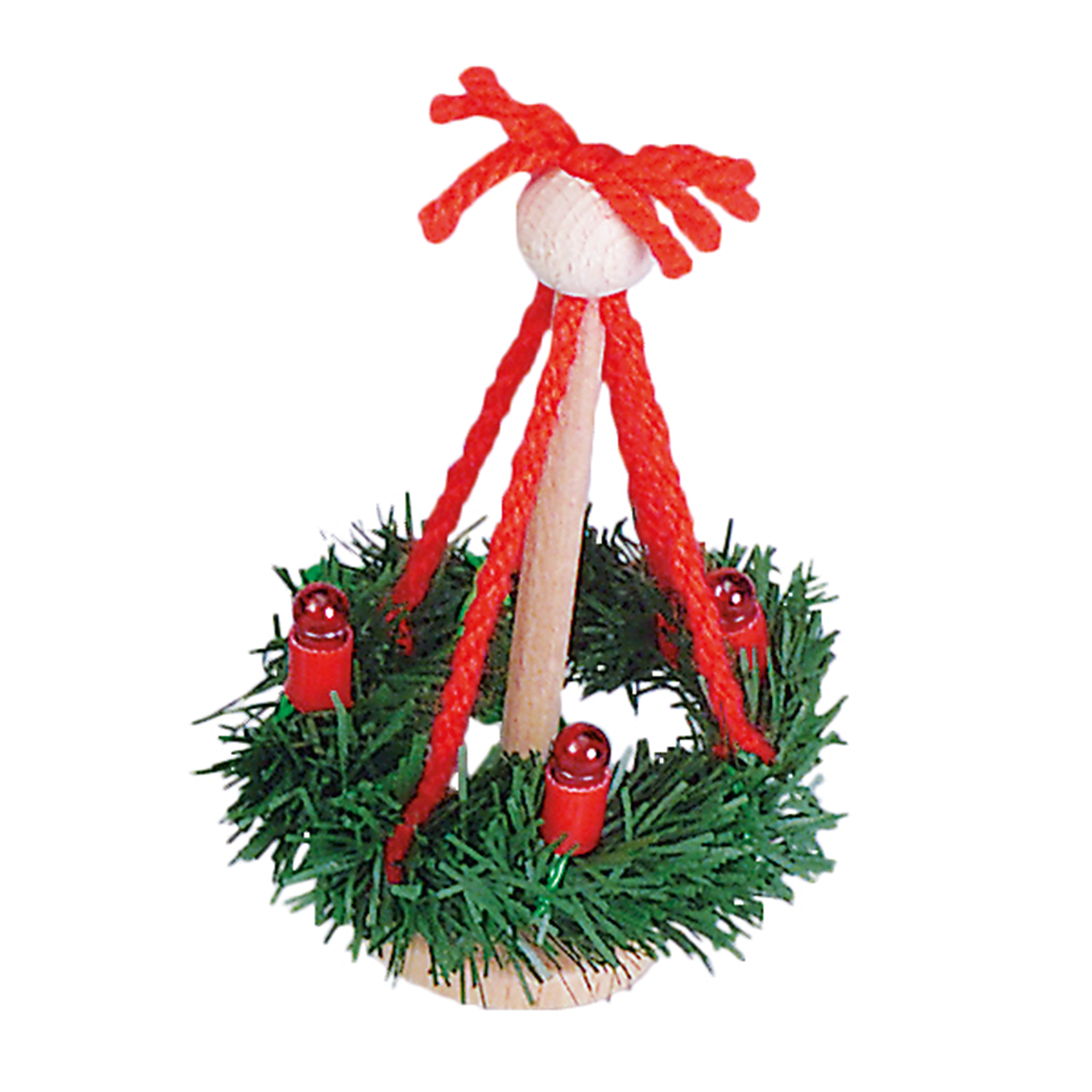 Adventskranz mit Ständer und roten Birnchen Krippenzubehör Wichtelzubehör