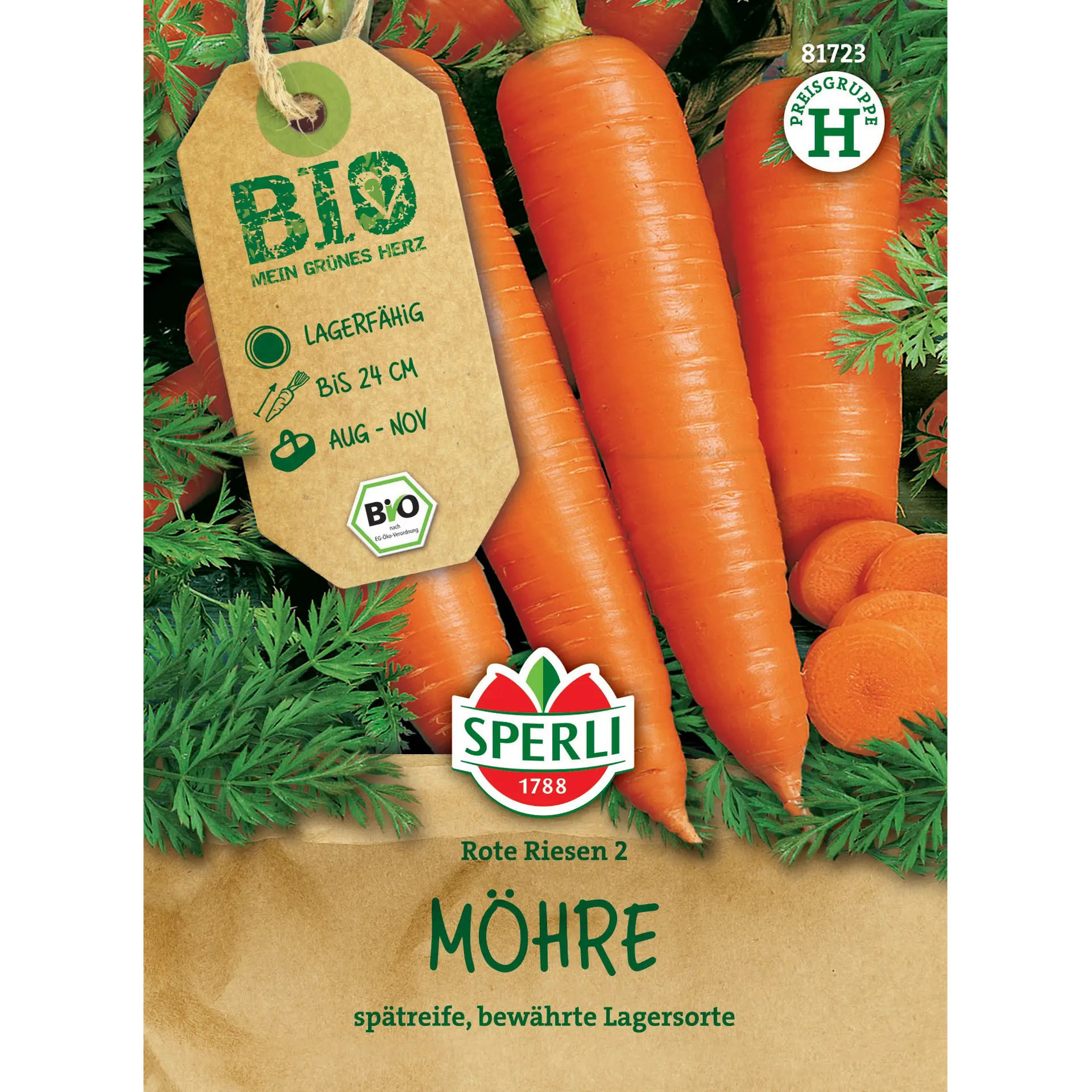 BIO Möhre 'Rote Riesen 2' Lagersorte, Gemüsesamen