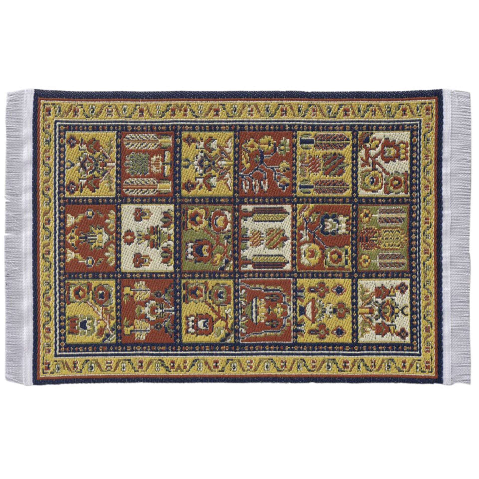 beige-bunter Teppich mit Fransen