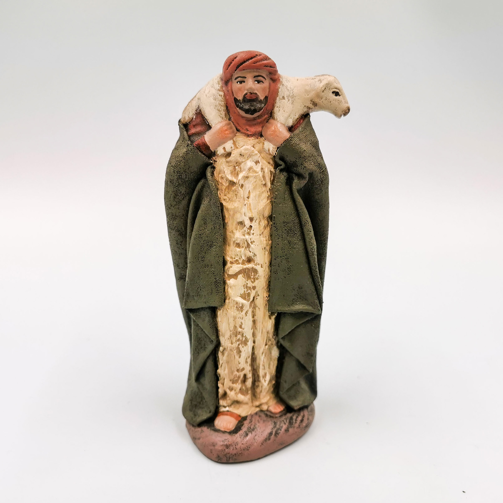 Krippenfigur Hirte mit Schaf