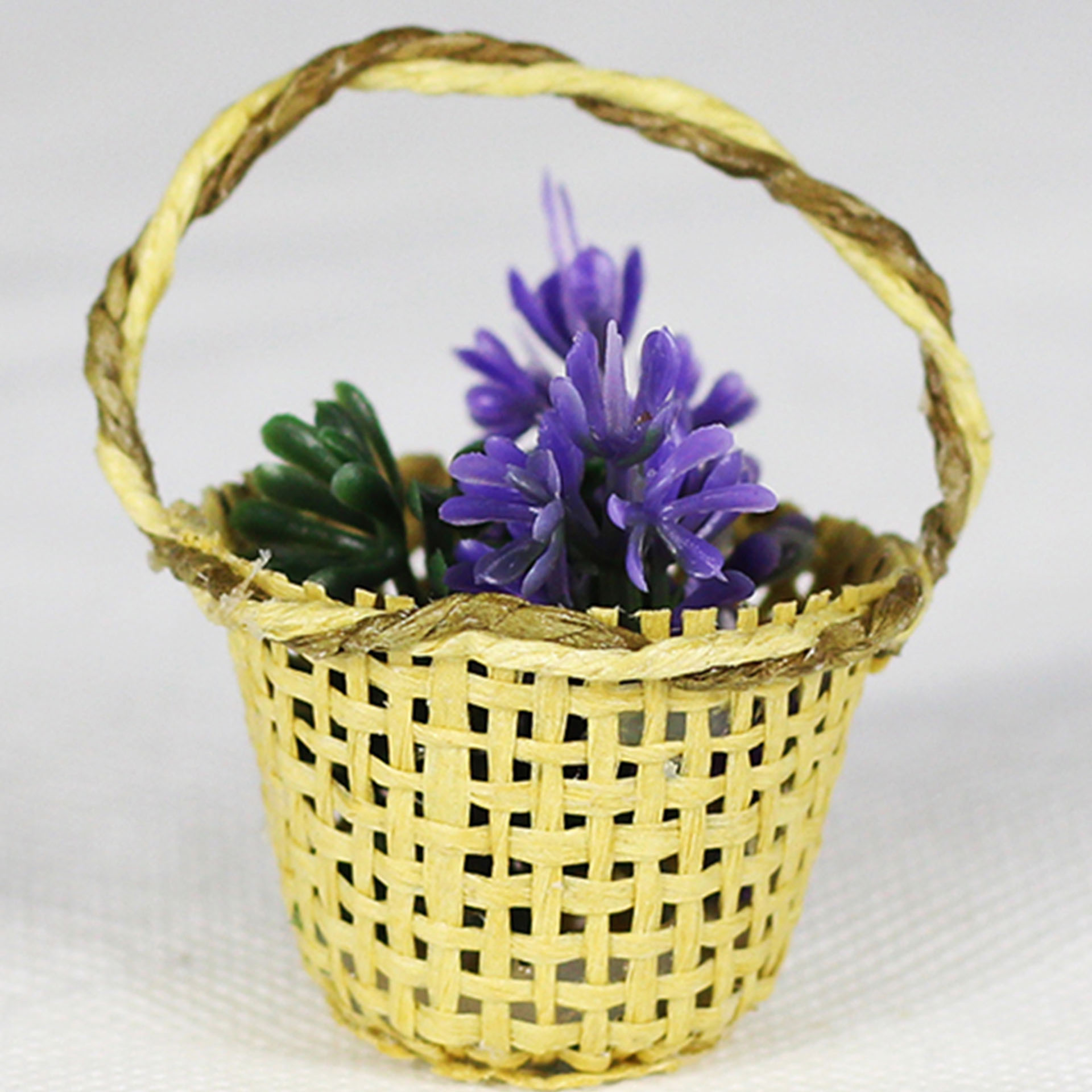 Korb mit Lavendel Krippenzubehör Wichtelzubehör, Korb, Pflanze, Blume, Blumen-Arrangement