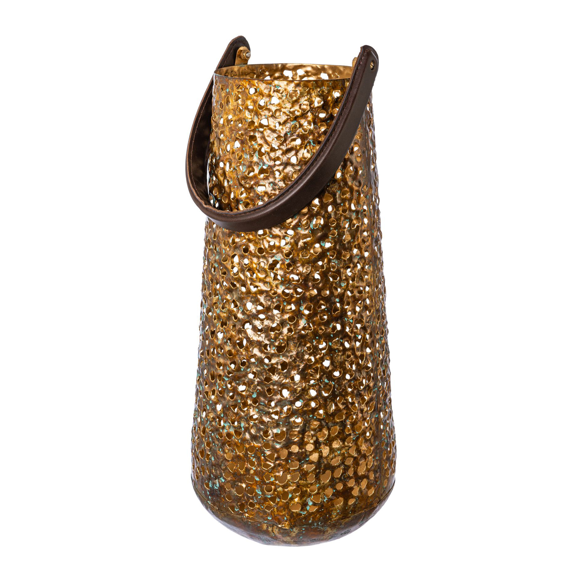 Metall Windlicht mit Ledergriff 40cm Dekoration Weihnachten