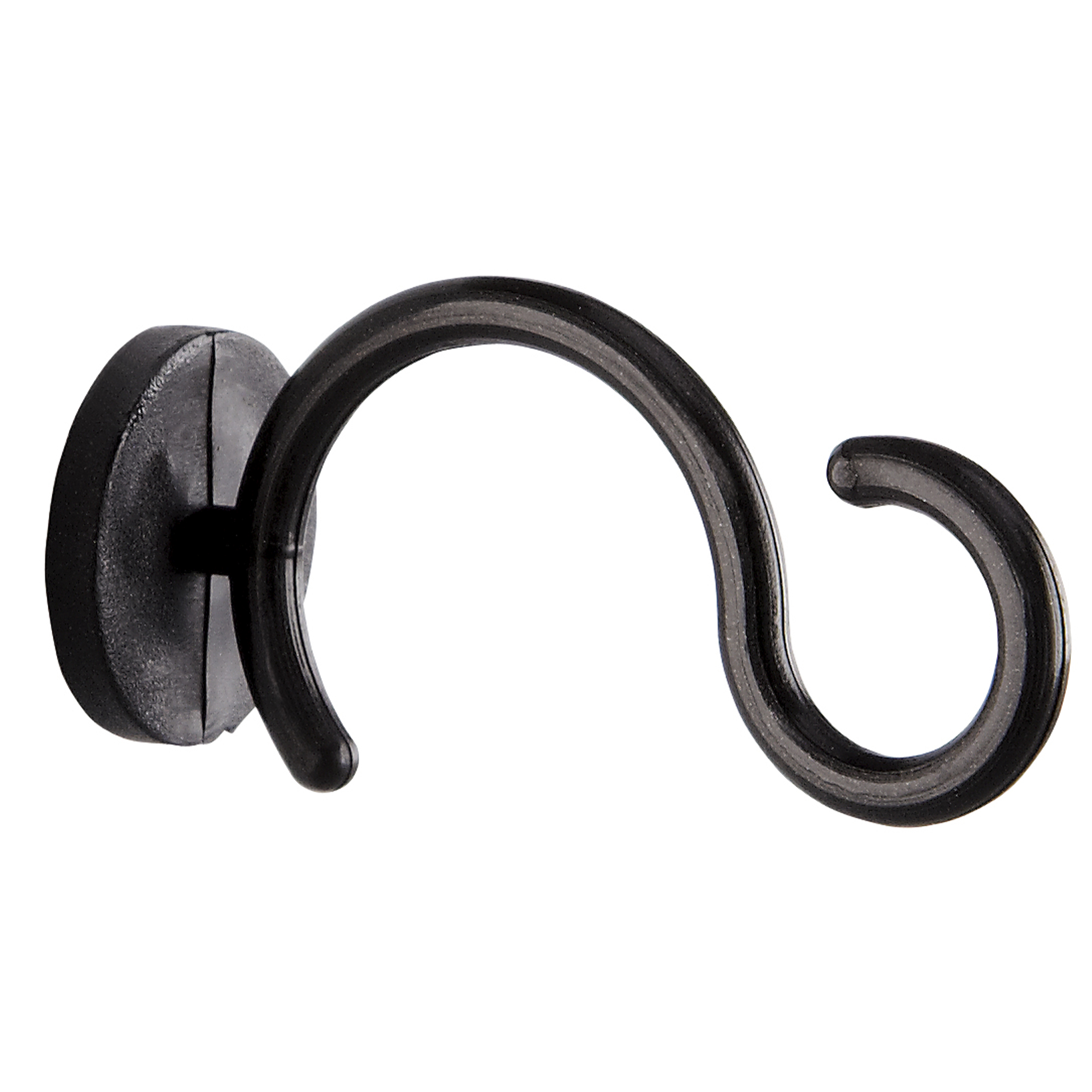 geschwungener schwarzer Haken zur Wandbefestigung