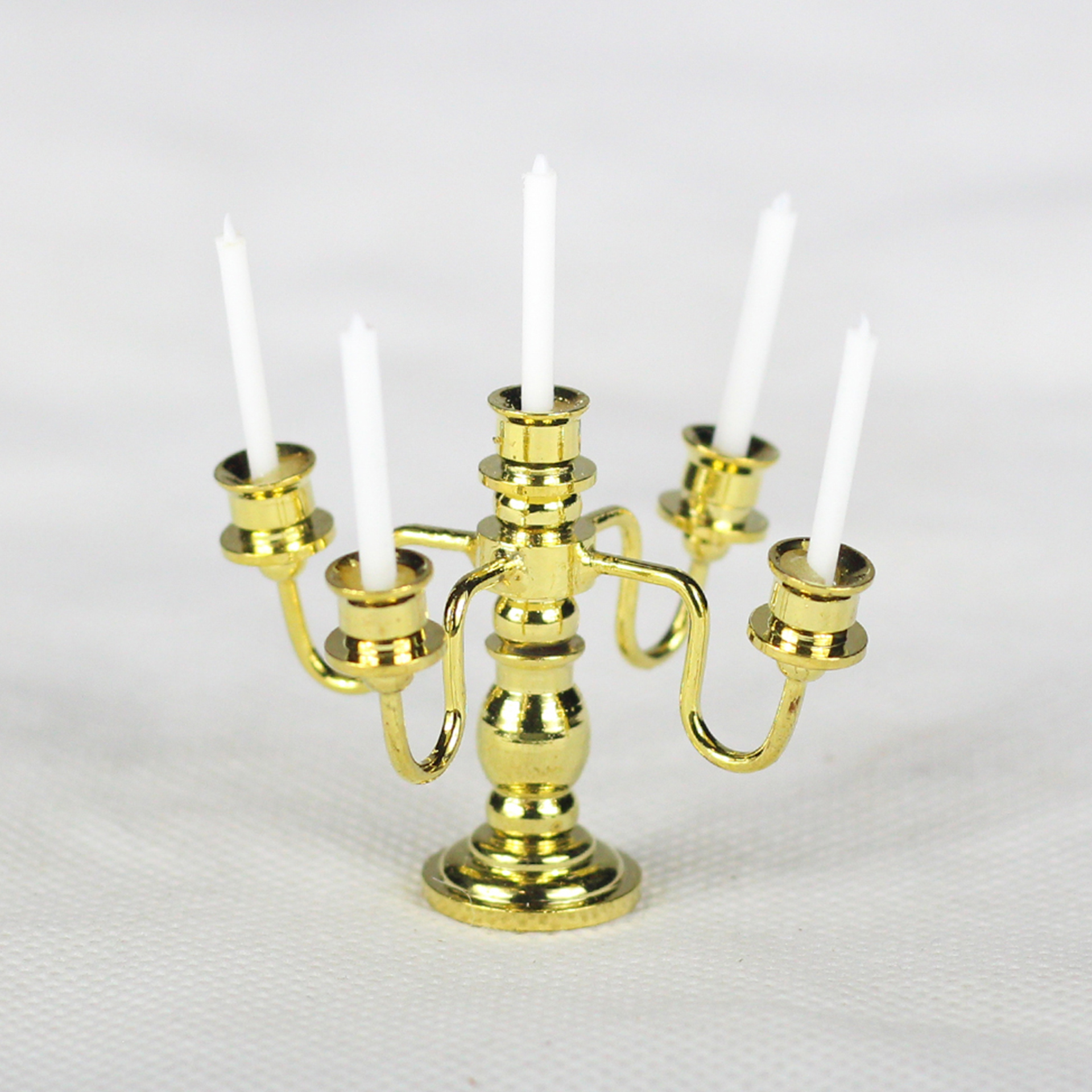 Leuchter  5-fach gold Krippenzubehör Wichtelzubehör